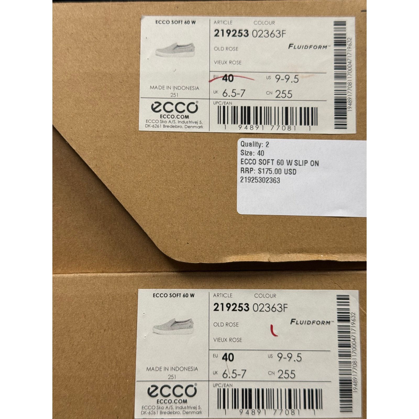 Ecco ECCO WOMEN'S 40 SOFT 60 PINK WHITE SLIP ON SNEAKER NIB Size US 9 / IT 39 - 5 Thumbnail