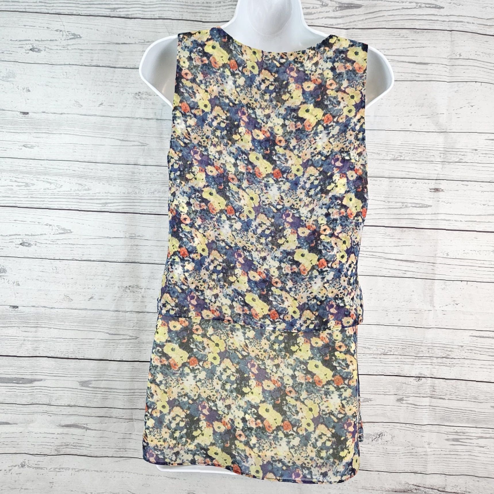 Vintage Cabi Blouse Shirt Womens Positano XS Yellow Floral Sleeveless Scoop Neck Summer Spring Size XS / US 0-2 / IT 36-38 - 3 Thumbnail