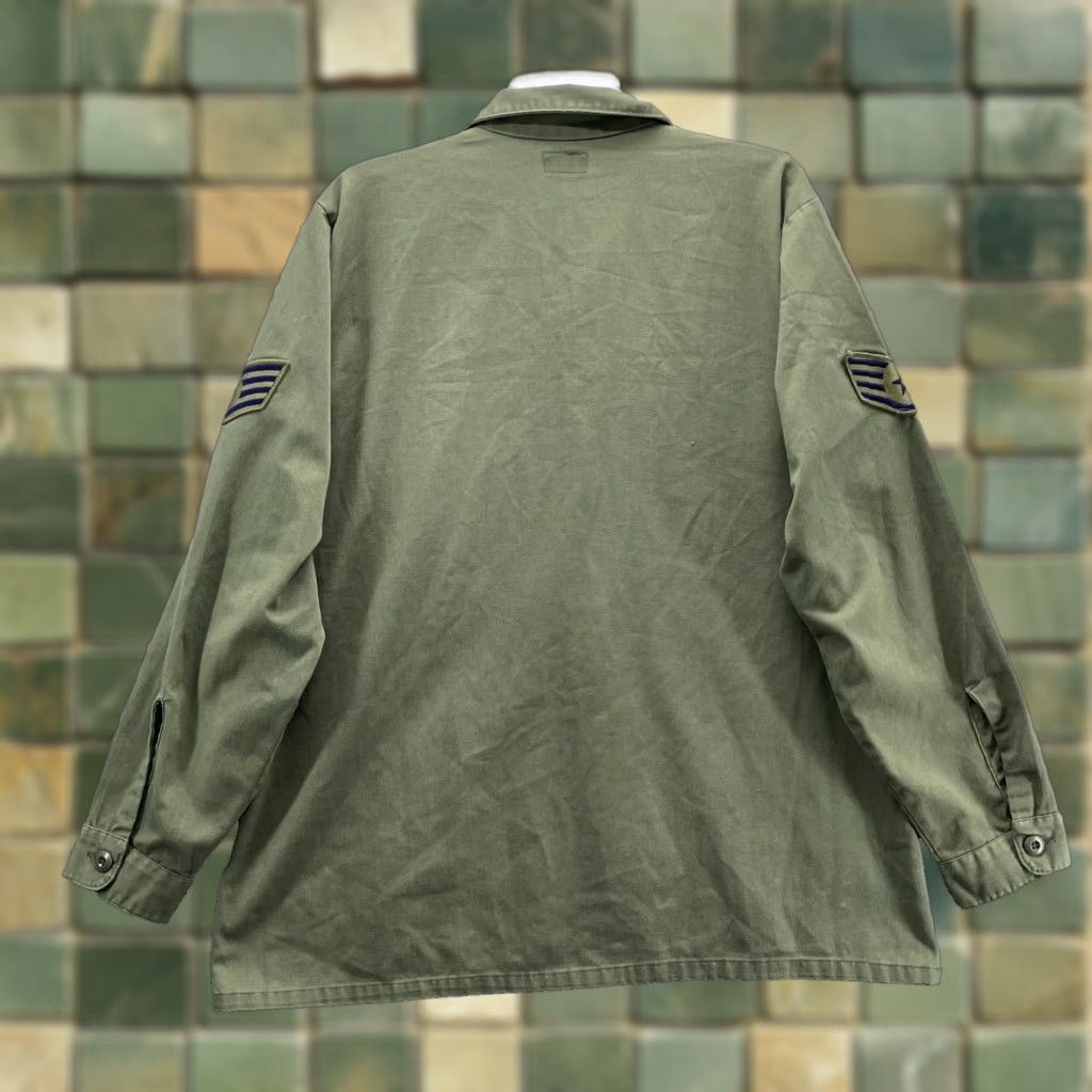 VINTAGE US Army OG-107 Shirt Men 17.5 x 36 Canvas Shirt Military Workwear Green 90s Army Vintage Dress Shirt Mens