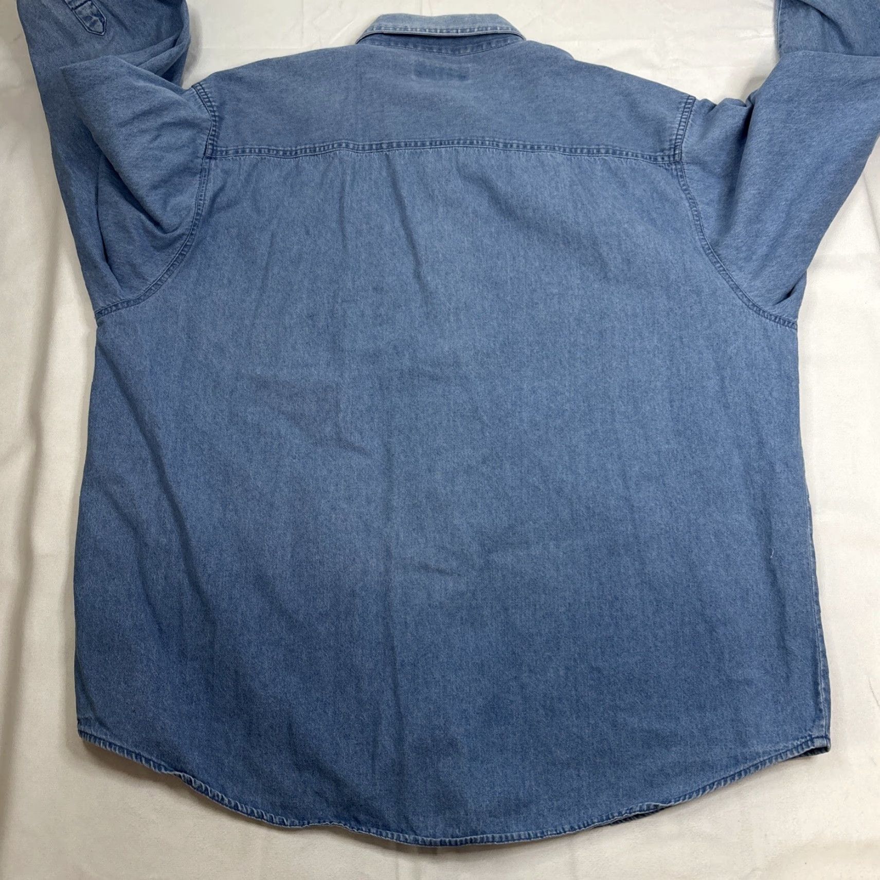 Penn VINTAGE? (No) Tri-Mountain Penn State Harrisburg Denim Button-Down Shirt 2XL Men Blue Long Sleeve Button-Up Shirt Size US XXL / EU 58 / 5 - 5 Thumbnail