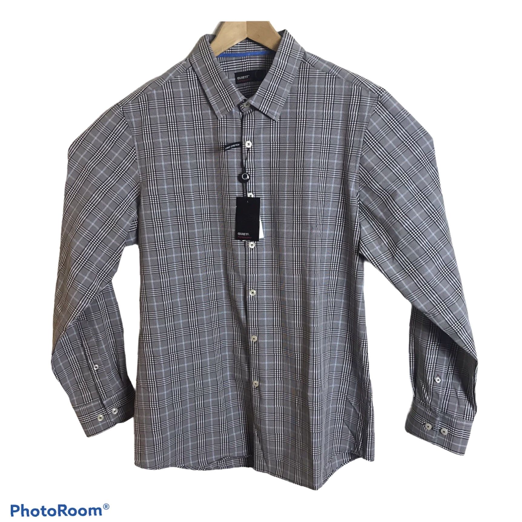 Vintage Quieti Shirt Men Large Brown Glen Plaid Performance 4-Way Stretch No Iron Moisture Wicking Wrinkle Free Button-Up/Long Sleeve Muscular Mens Size US L / EU 52-54 / 3 - 3 Thumbnail
