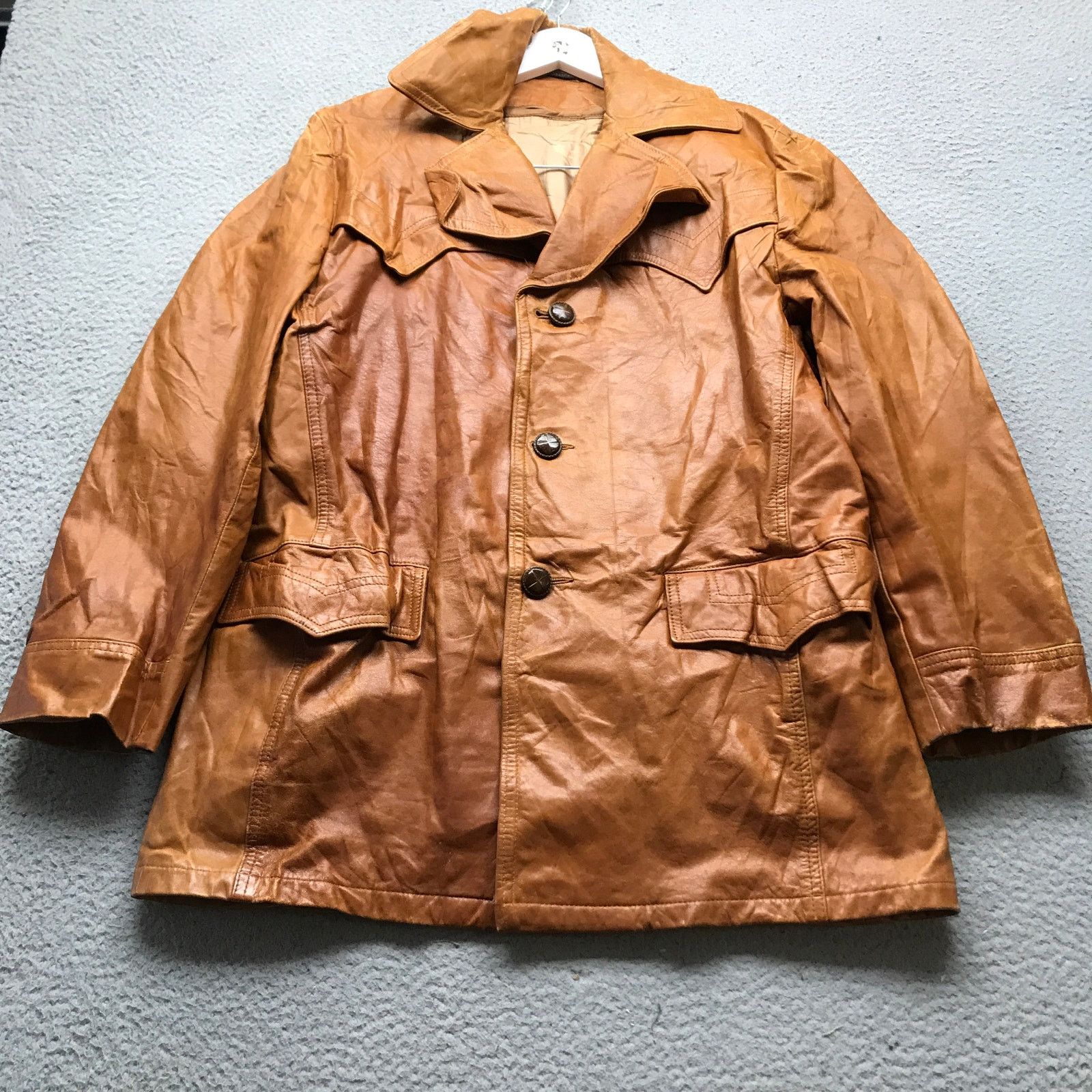 Other Vintage 70s Western Leather Coat Jacket Men's Size 40