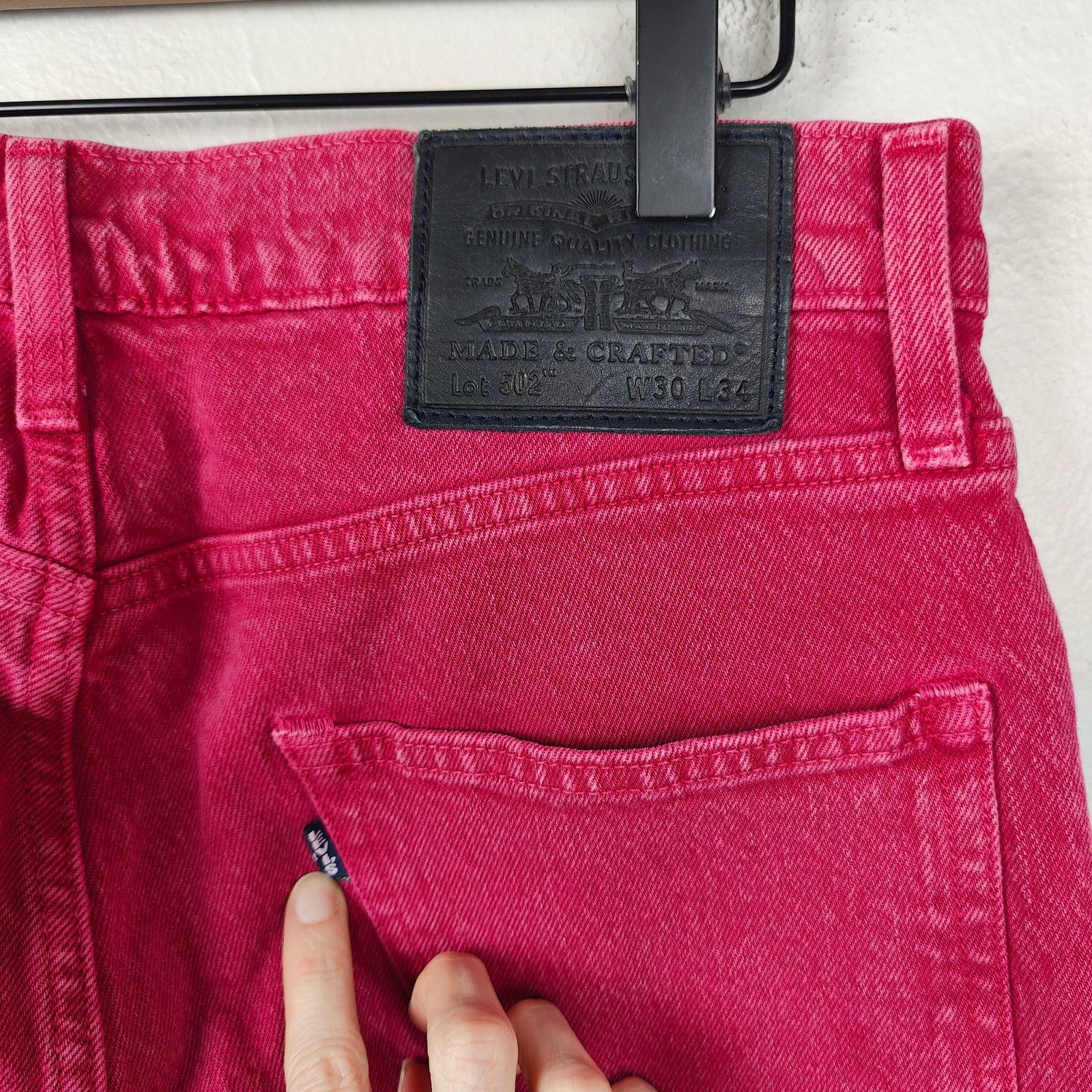 Levi's Levi's Made and Crafted 502 Jeans Mens 30x34 Red Pink Pink Size US 30 / EU 46 - 6 Thumbnail