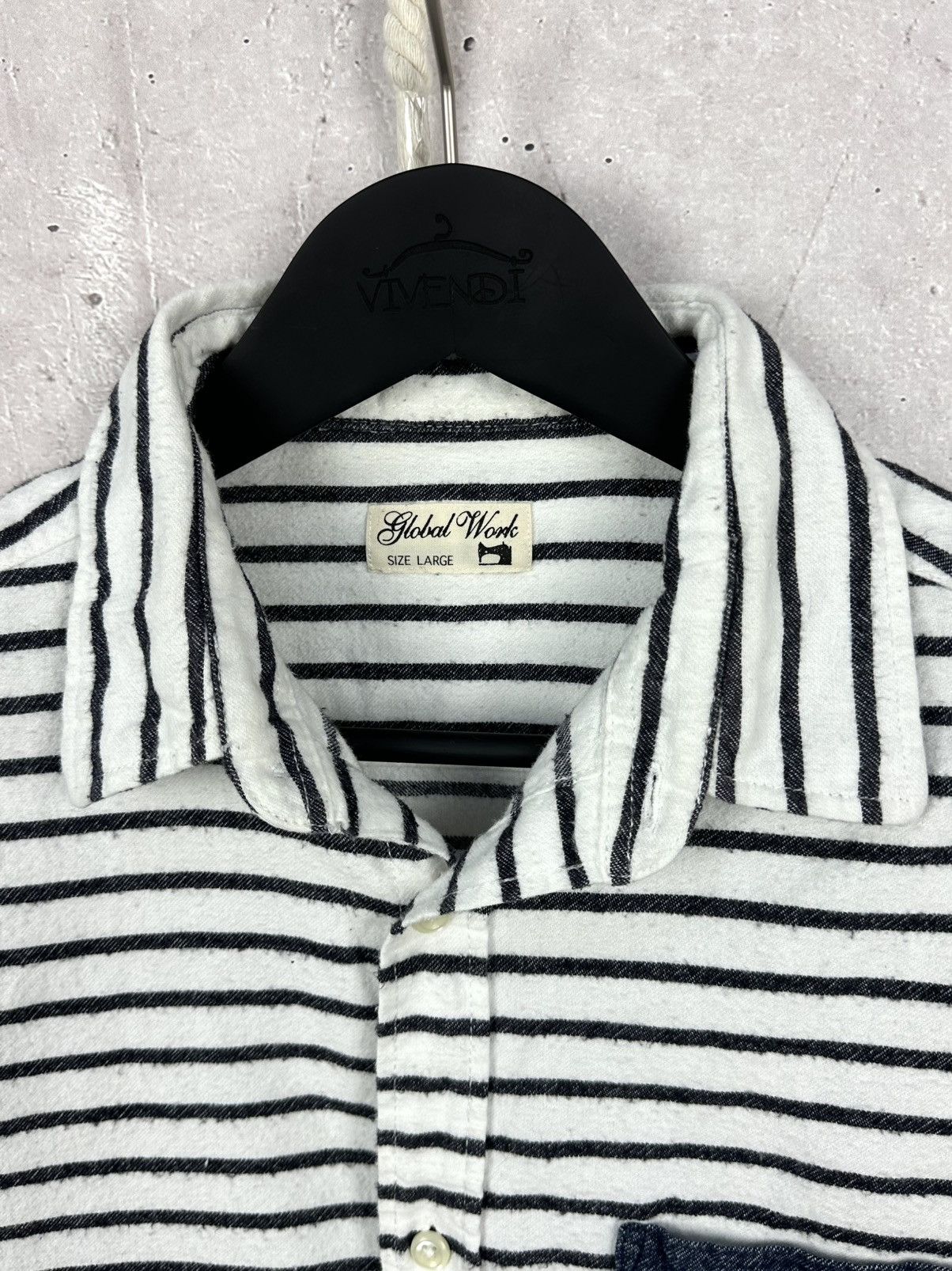 Global Work × Japanese Brand × Vintage Global Work Flannel Stripped Men's Long Sleeve Shirt Size US M / EU 48-50 / 2 - 5 Thumbnail