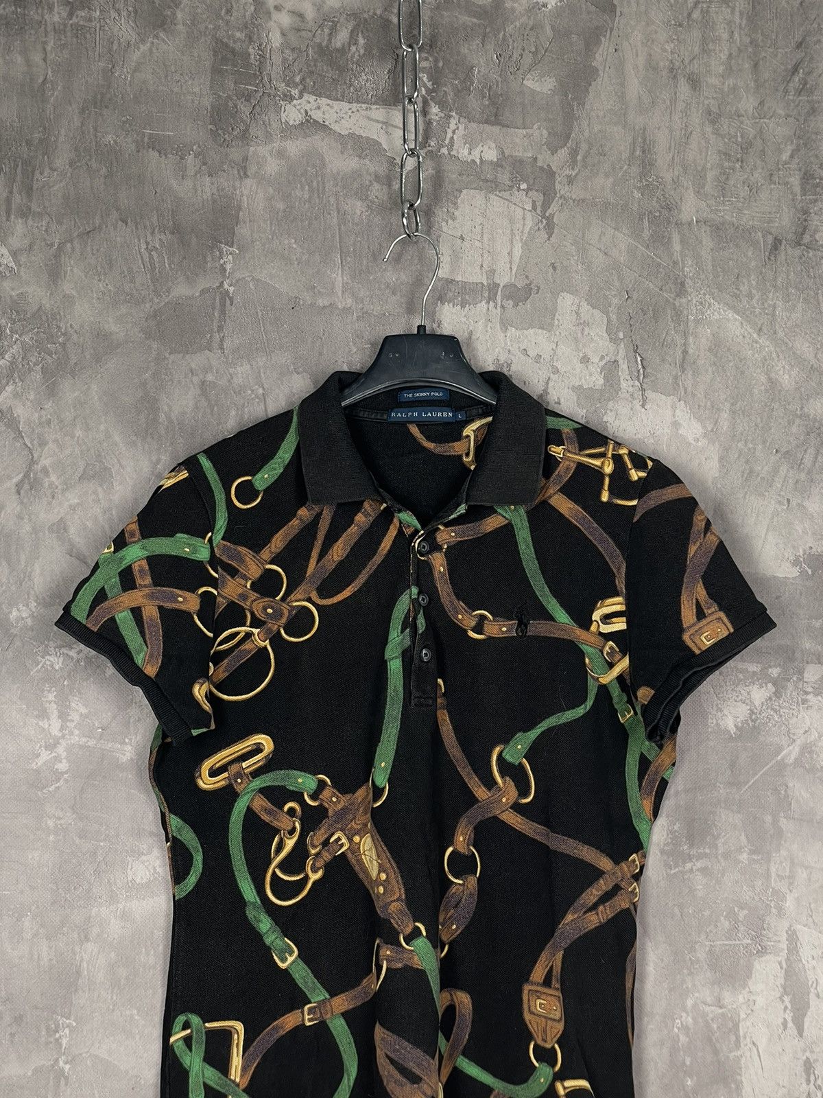 Polo Ralph Lauren × Ralph Lauren Polo Ralph Lauren Vintage Crazy Chains And Belts Logo Polo T Size L / US 10 / IT 46 - 2 Thumbnail