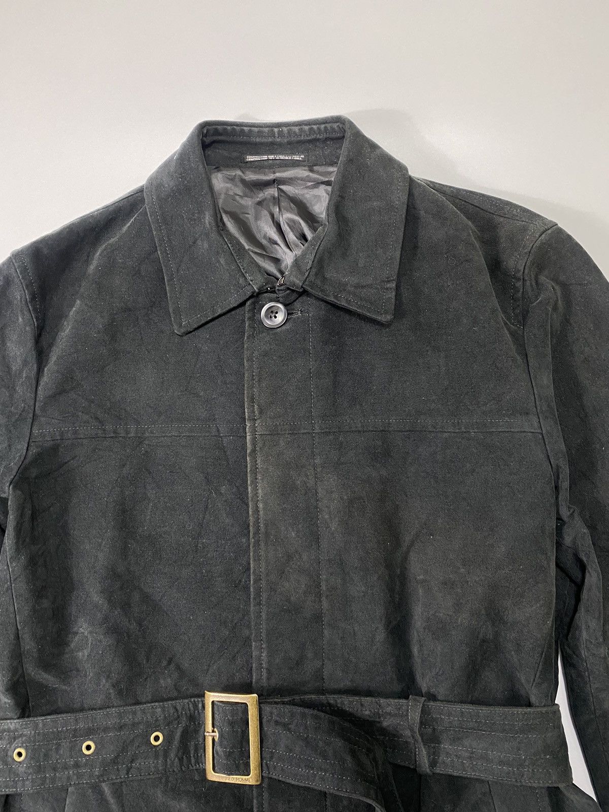 Japanese Brand Ined Homme By Yohji Yamamoto Belted Moleskin Coat Size US M / EU 48-50 / 2 - 4 Thumbnail