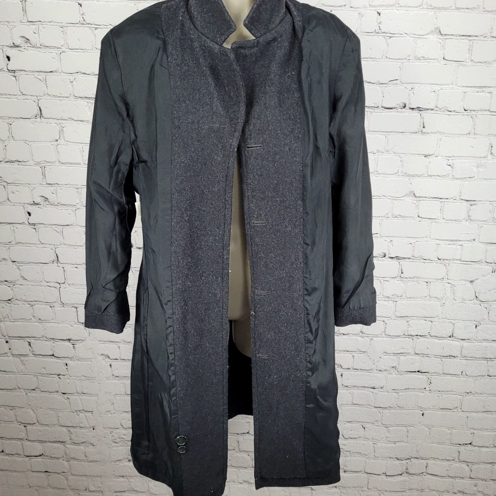 J.Crew VINTAGE J.CREW Grey Wool Blend Over Coat Pockets Collared Buttoned Lined Middle M Womens Size M / US 6-8 / IT 42-44 - 6 Thumbnail