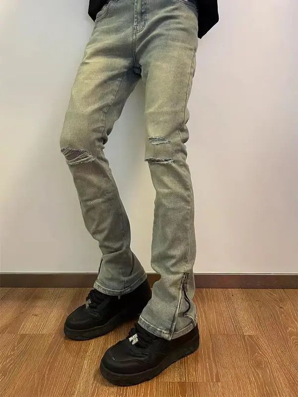 Japanese Brand VIBE Washed Vintage Zipper Split High Street Jeans Size US 30 / EU 46 - 4 Thumbnail