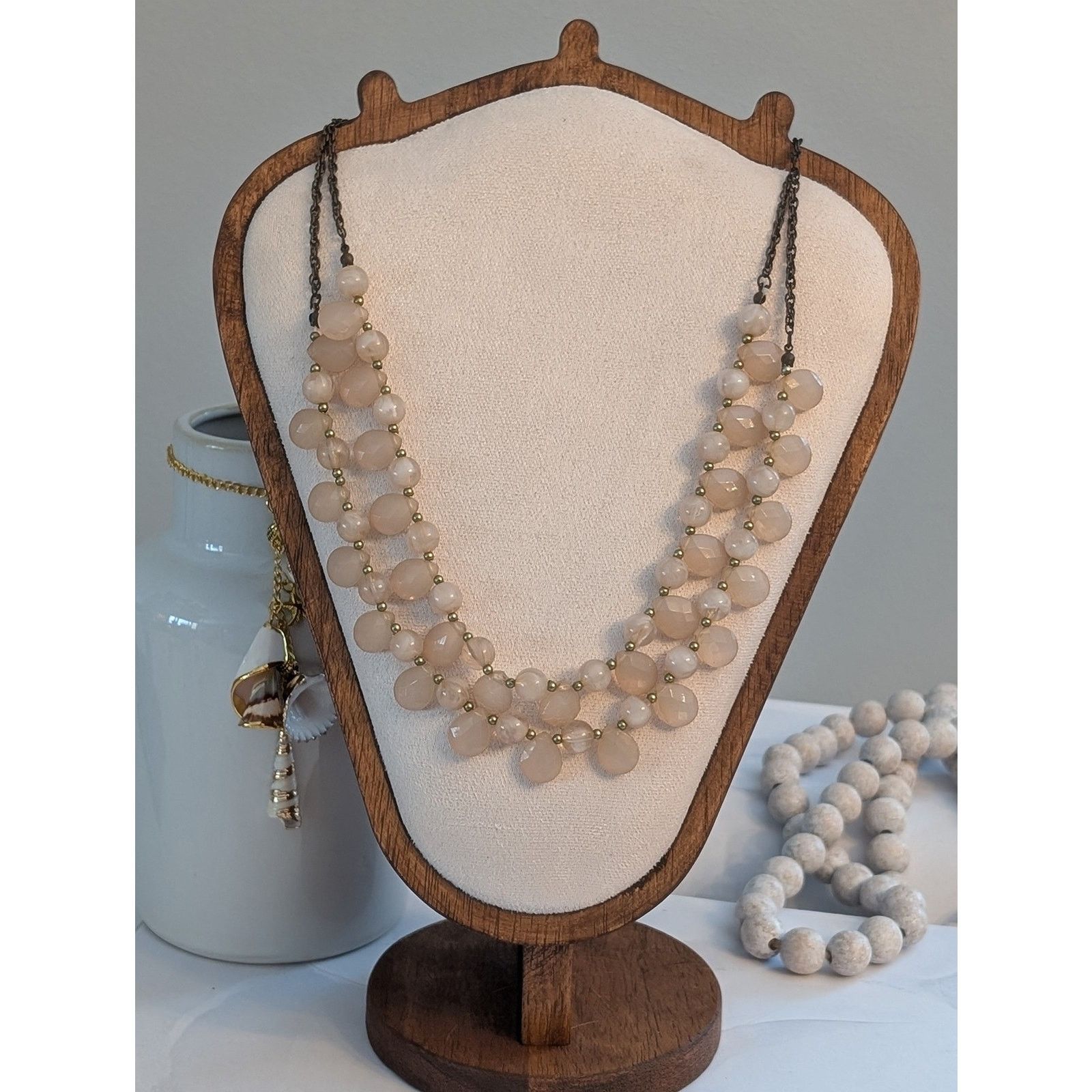 Vintage VTG 1980s 20" Layered Pink Teardrop & Round Beaded Necklace Size ONE SIZE - 1 Thumbnail