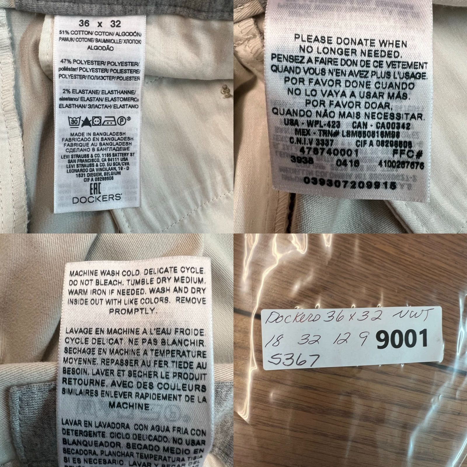 Dockers VINTAGE? No—But New Dockers Relaxed Fit Chino Pants Mens Size 36 Regular Beige 100% Cotton Flat Front Inseam 32" Straight Leg Work Casual Dresswear Size US 36 / EU 52 - 8 Thumbnail