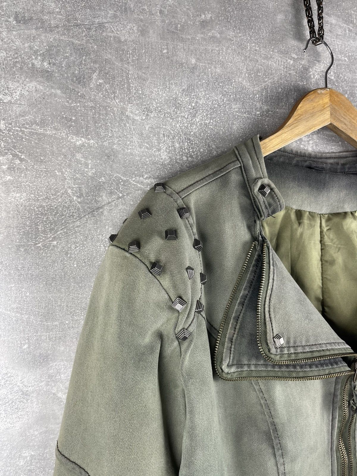 Other Y2K Avant Garde Faded Japanese Cropped Jacket Green Washed Size L / US 10 / IT 46 - 8 Thumbnail
