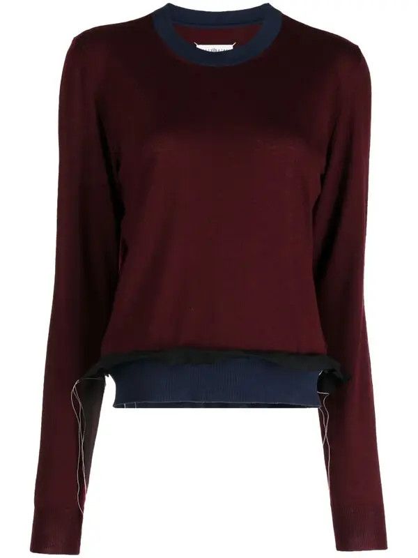 Maison Margiela o1y0625 Crewneck Sweater in Burgundy/Blue Size M / US 6-8 / IT 42-44 - 1 Thumbnail
