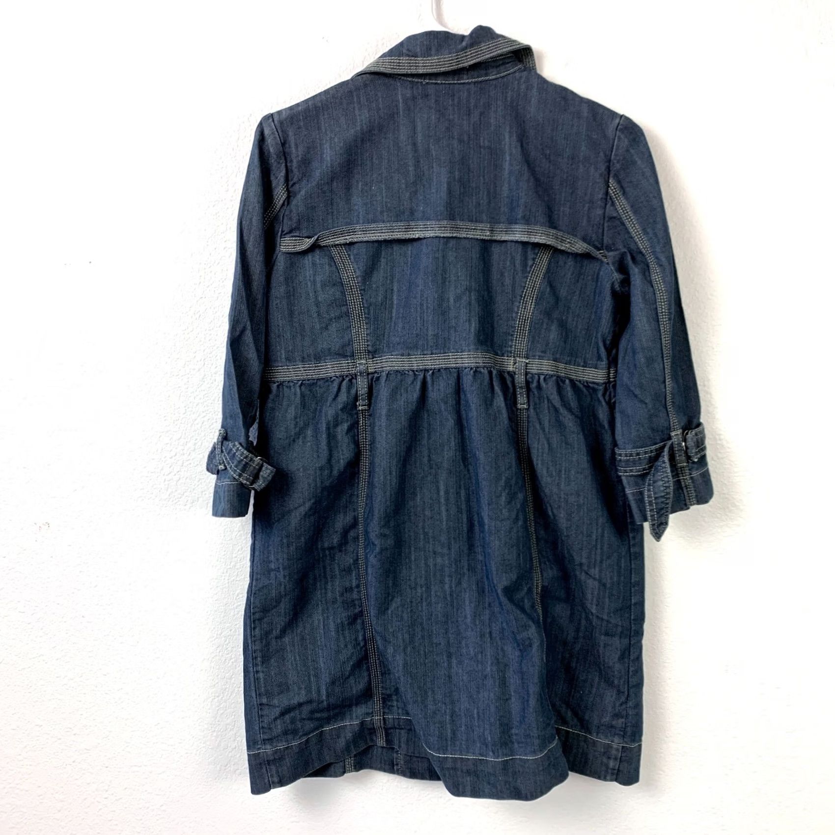 Vintage VINTAGE Christopher & Banks Jacket Womens Small Long Denim Blue Button Pockets Retro Fall Winter 90s Womens Size S / US 4 / IT 40 - 6 Thumbnail