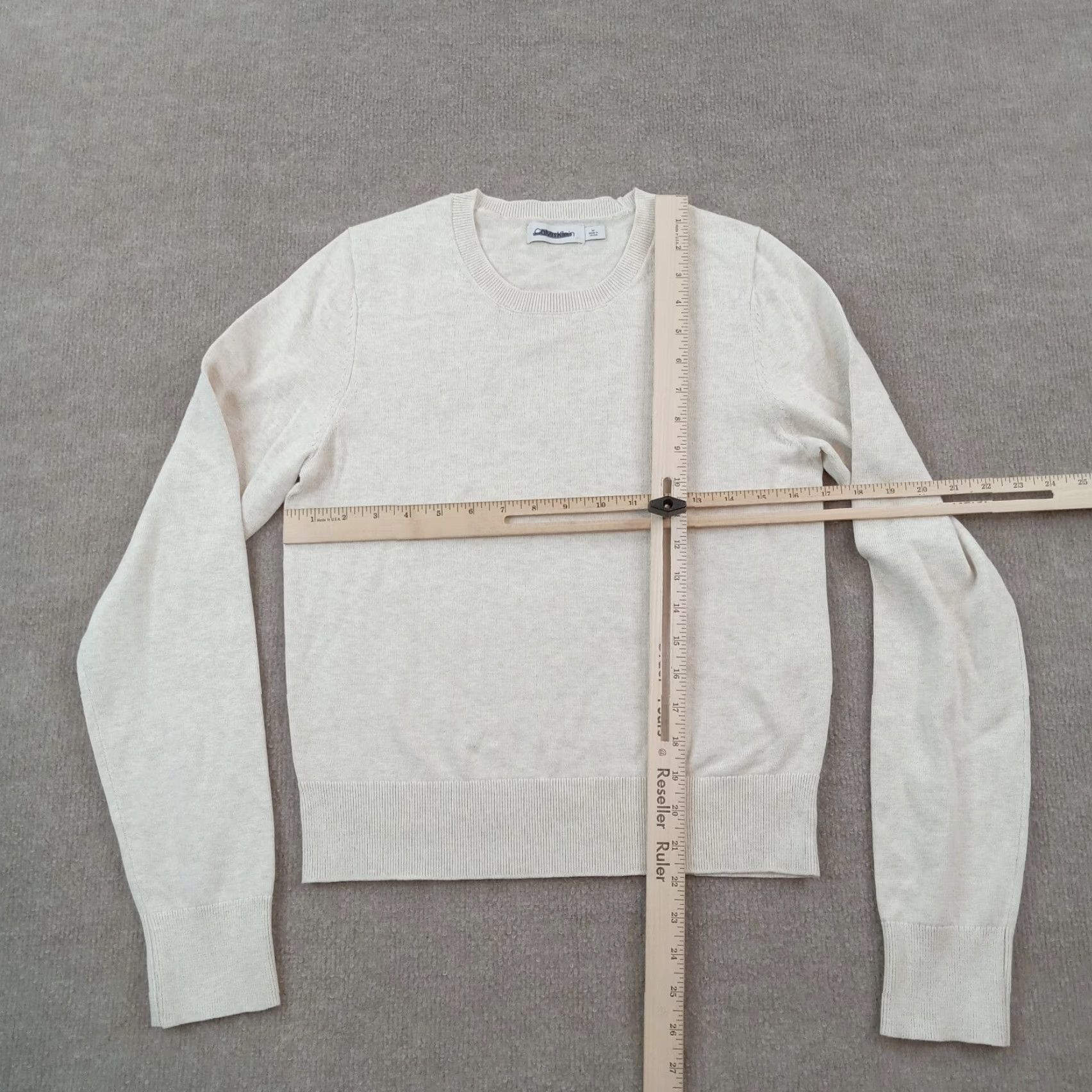 Calvin Klein Calvin Klein Crew Neck Sweater Womens Medium Beige Cotton Long Sleeve Casual Pullover Size M / US 6-8 / IT 42-44 - 2 Thumbnail