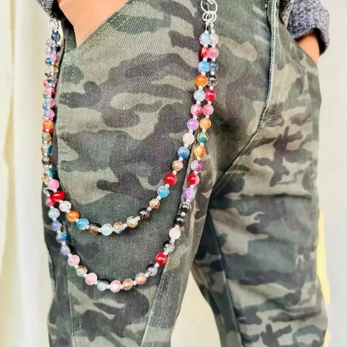 Jewelry Colorful Beads Double-Layer Pant Waist Chain Size ONE SIZE - 3 Thumbnail