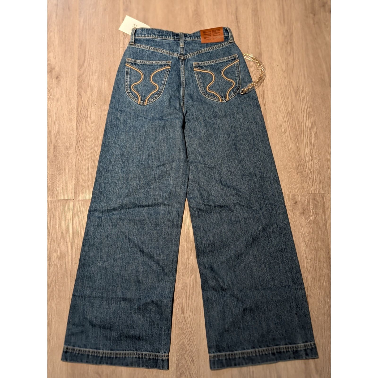 Cult Gaia Gap × Cult Gaia High Rise Stride Chain Jeans/ 25 /NWT Size 25" / US 0 / IT 36 - 4 Thumbnail