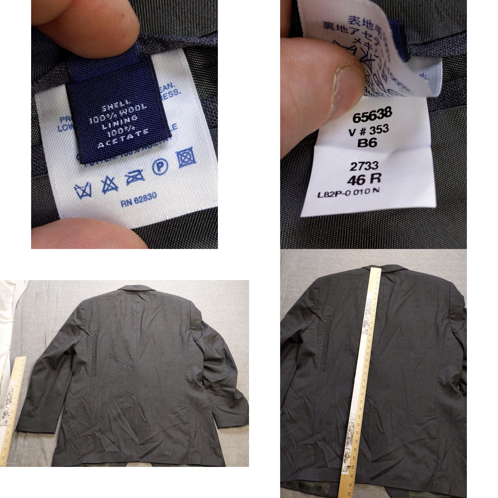 Lands' End Lands' End Blazer Mens 46 Regular Gray 100% Wool Coat Classic Office Suit Jacket Size 46R - 8 Thumbnail