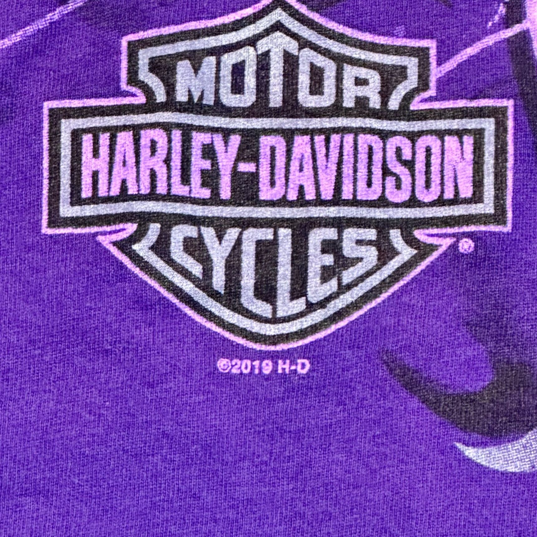 Harley Davidson Harley-Davidson Girls Teen Small Purple Strap Sleeve Open T-Shirt Logo Harley-Davidson 2019 V-Neck Cotton Knit Short Sleeve Shirt Size US S / EU 44-46 / 1 - 4 Thumbnail