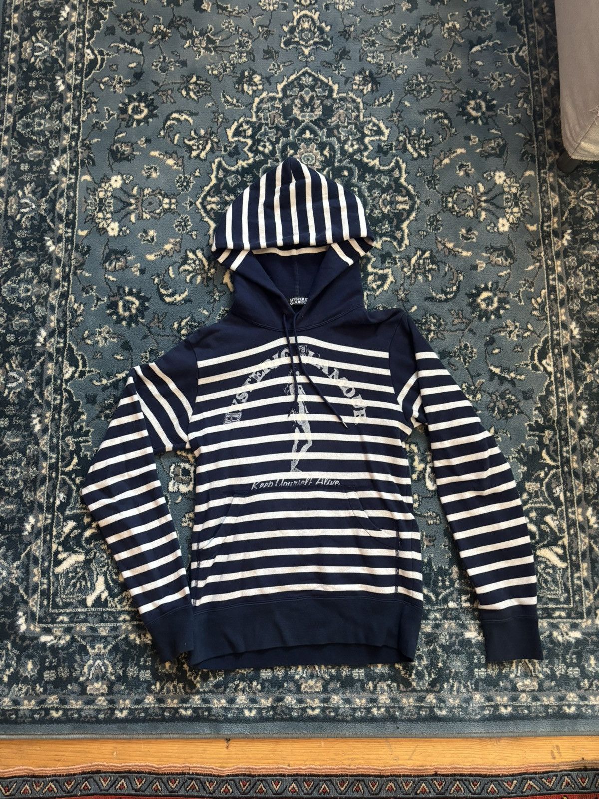 HYSTERIC GLAMOUR Striped hoodie y2k・sk8 Hysteric Glamour Groupie Patchwork Striped Shimmer Zip Up