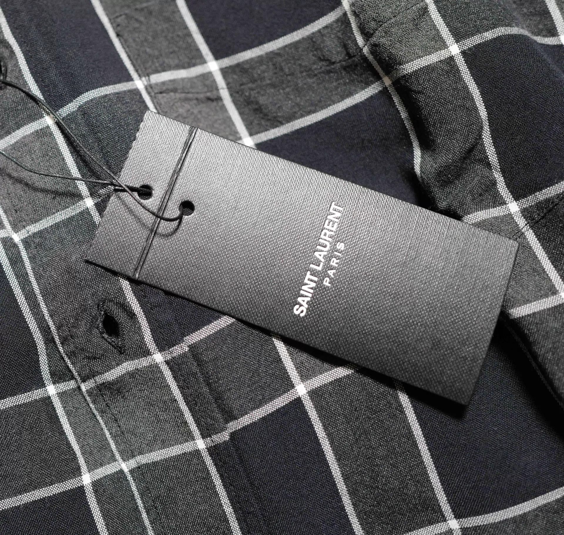 Saint Laurent Paris SLP 16SS Black Gray Check Distressed Shirt Size US S / EU 44-46 / 1 - 4 Thumbnail