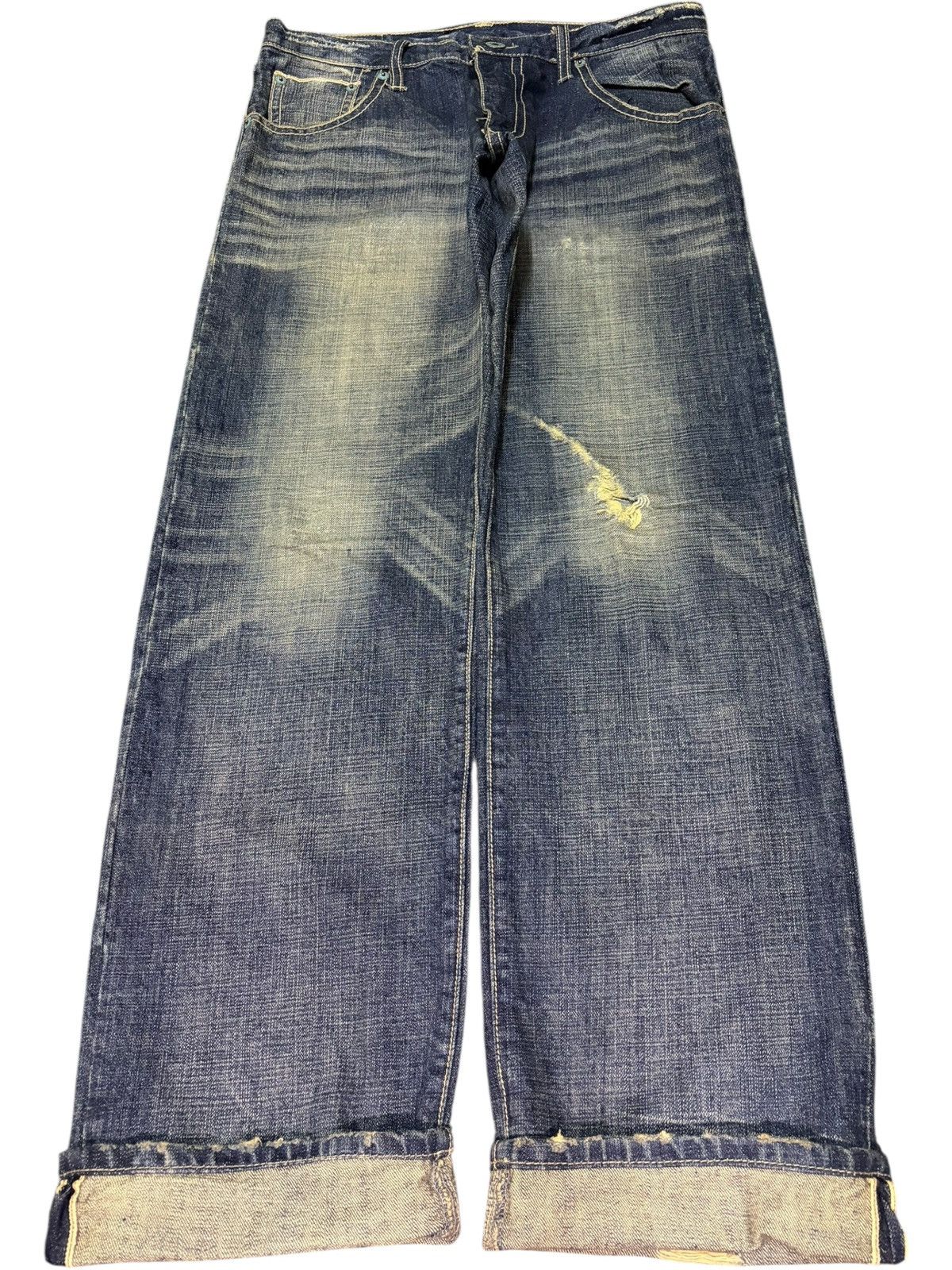 Edwin Vintage Japanese Brand Mud Wash Distress Selvedge Jeans Size US 31 - 1 Thumbnail