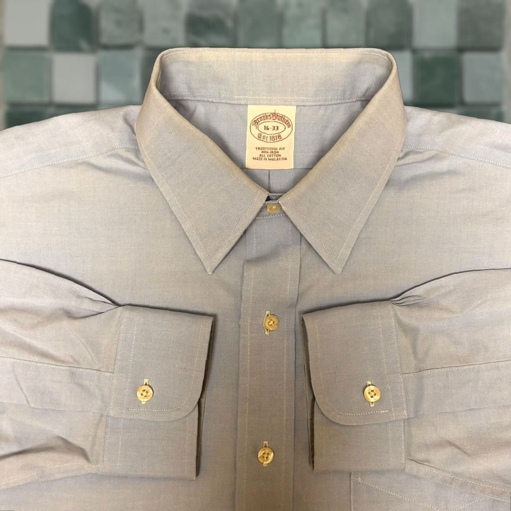 Brooks Brothers Brooks Brothers Shirt Men 16-33 Button-Up Long Sleeve Solid Blue White 16 Mens Womens Girls? Size 42R - 1 Thumbnail