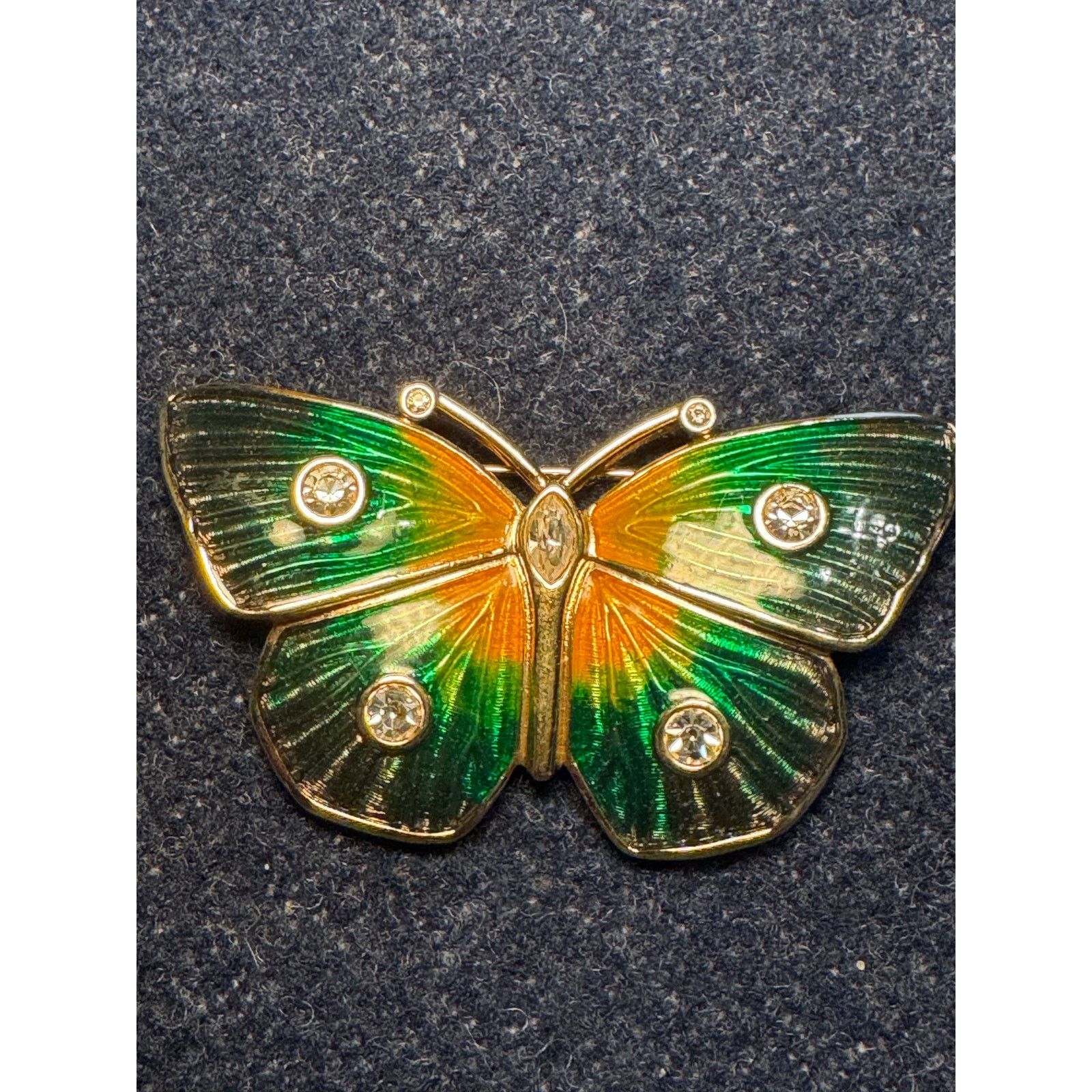 Swarovski Swaroski Green Blue Yellow Enamel Butterfly Brooch Size ONE SIZE - 1 Thumbnail