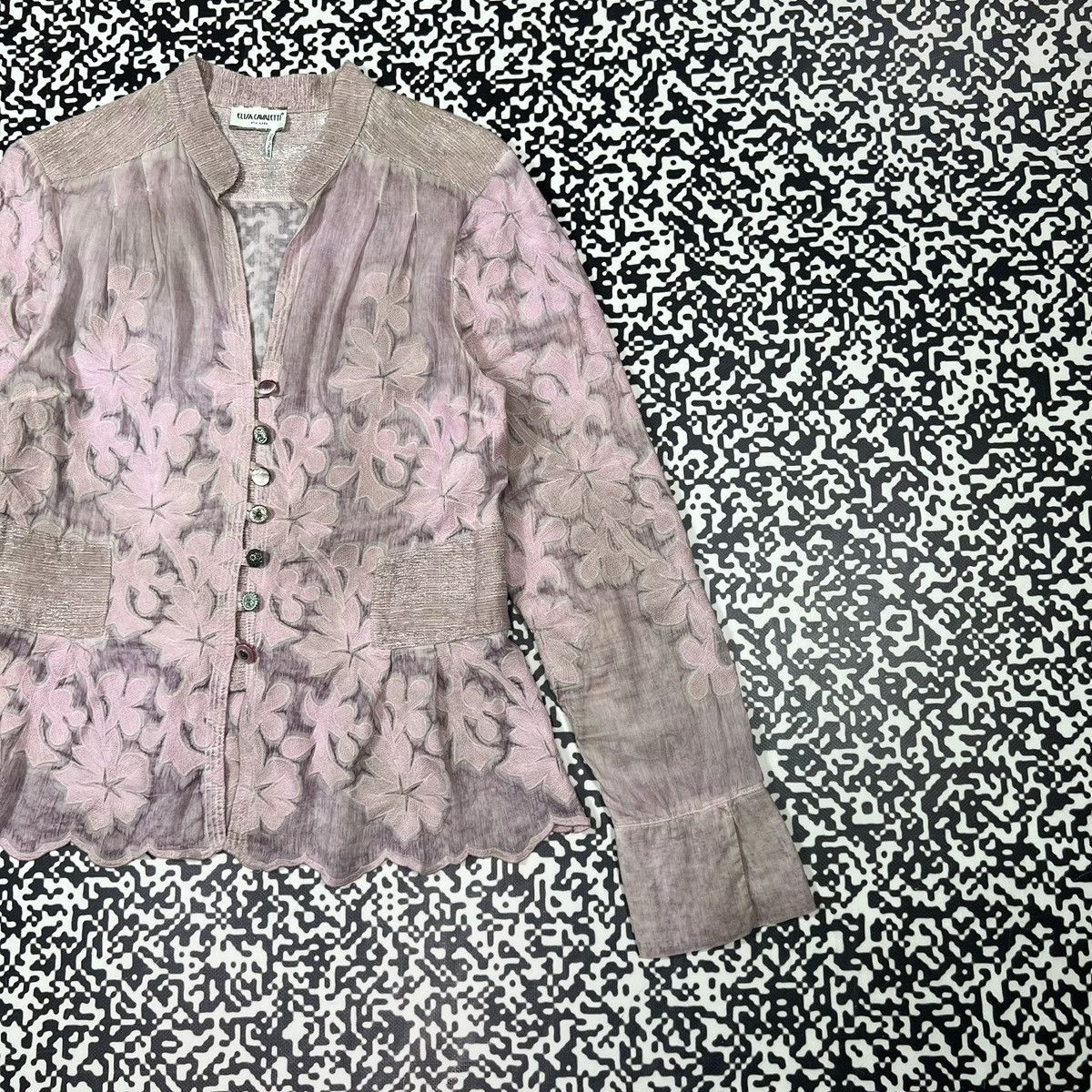 Elisa Cavaletti Vintage Y2K Elisa Cavaletti Silk Linen Luxury Floral Blazer Size M / US 6-8 / IT 42-44 - 6 Thumbnail