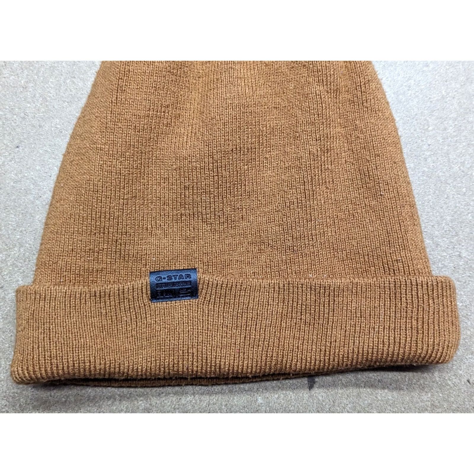 G-Star G-Star Beanie Hat One Size Cuffed Knit Stretch Beige Unisex Adults Mens Womens Boys Girls Size ONE SIZE - 6 Thumbnail
