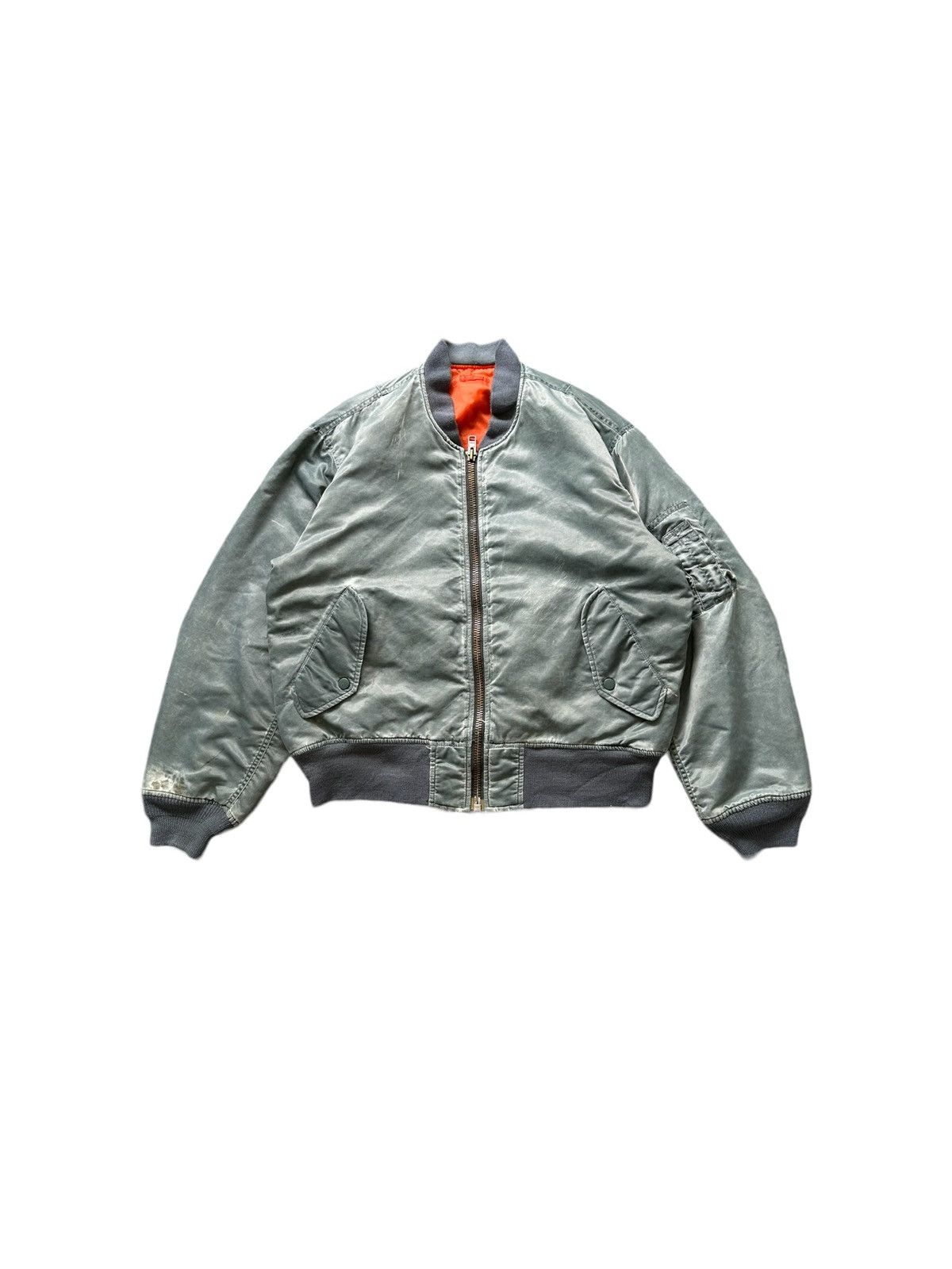 image of Ma 1 x Uniqlo 1990S Uniqlo Ma-1 Bomber Jacket Trashed in Old Olive, Men's (Size Large)