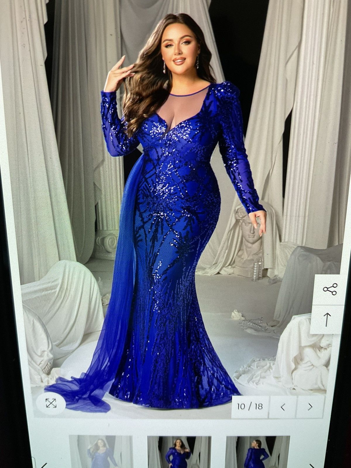 Other Faeriesty Elegant Blue Sequined Evening Gown W/ Sheer Train Size 3XL / US 20-22 - 2 Thumbnail