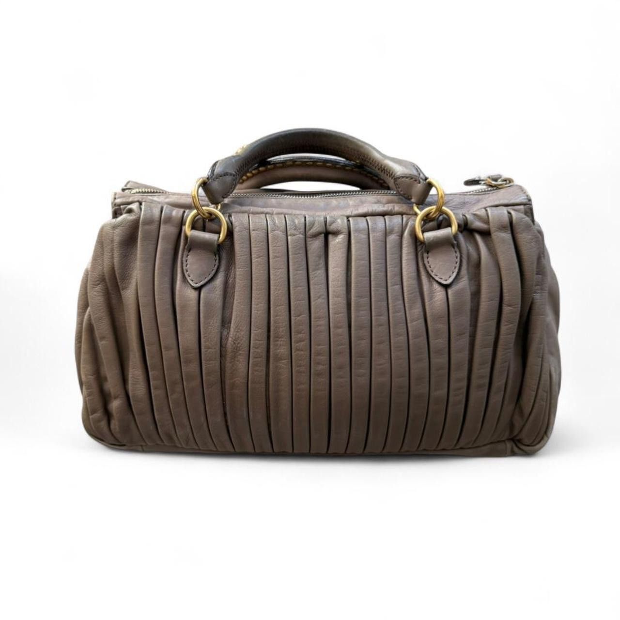 Miu Miu Miu Miu Leather Studded 2-Way Bag Brown Y2K Size ONE SIZE - 1 Thumbnail