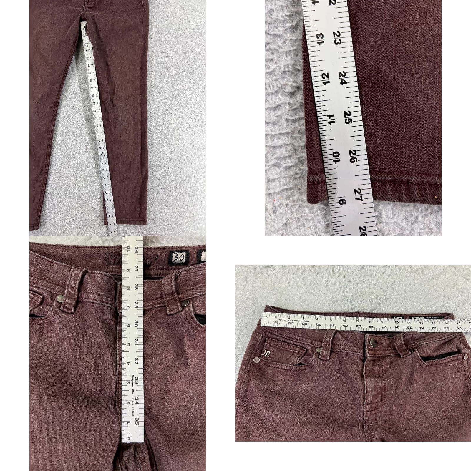 Miss Me Miss Me Jeans Women 30 Red Denim Skinny Pants 27x27 Womans Regular 5-Pocket Distressed Stretch Cotton Blend Vintage No Size 30" / US 8 / IT 44 - 8 Thumbnail