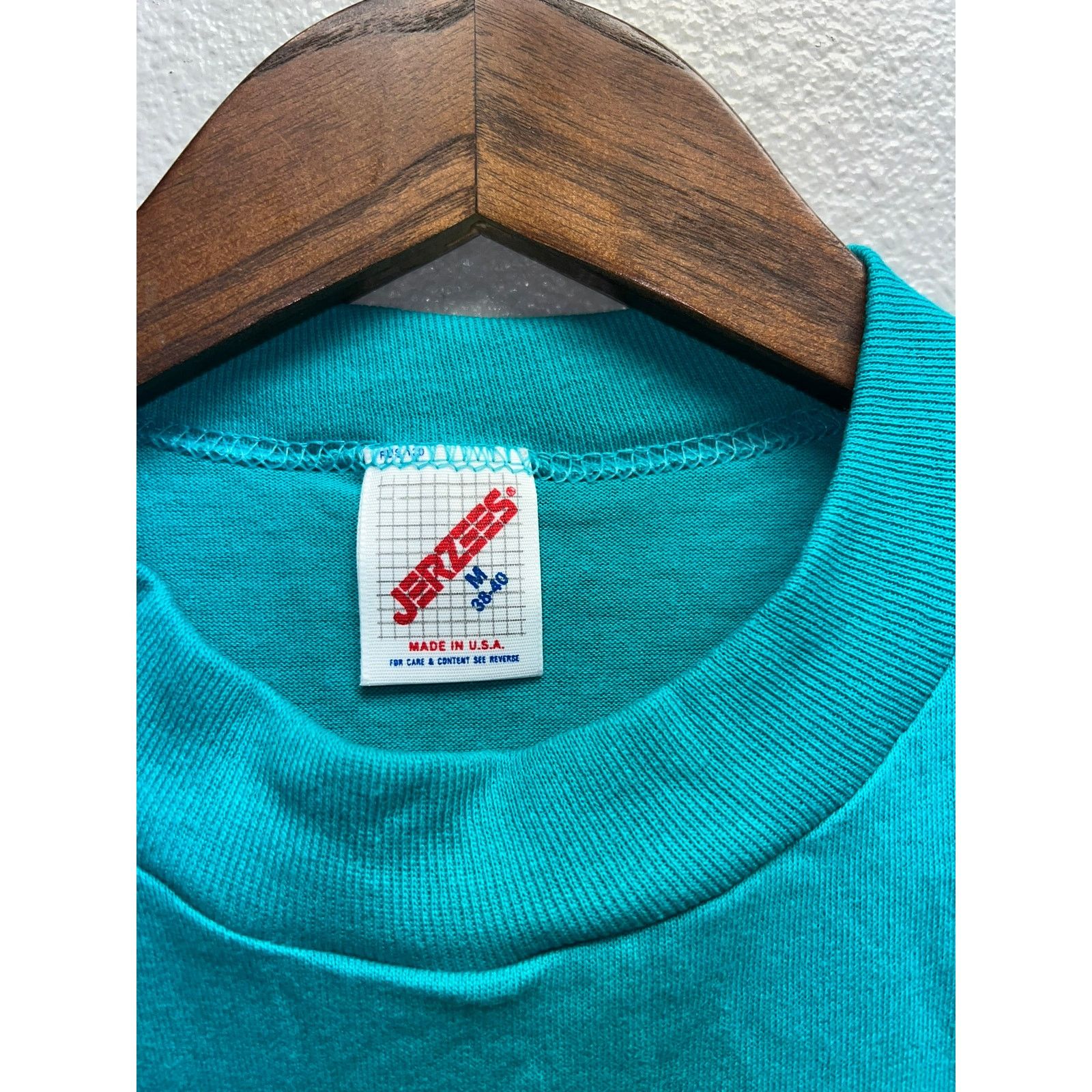 Jerzees 90s Vintage Jerzees Teal Green Blank Shirt 50/50 VTG 1990s M Size US M / EU 48-50 / 2 - 6 Thumbnail