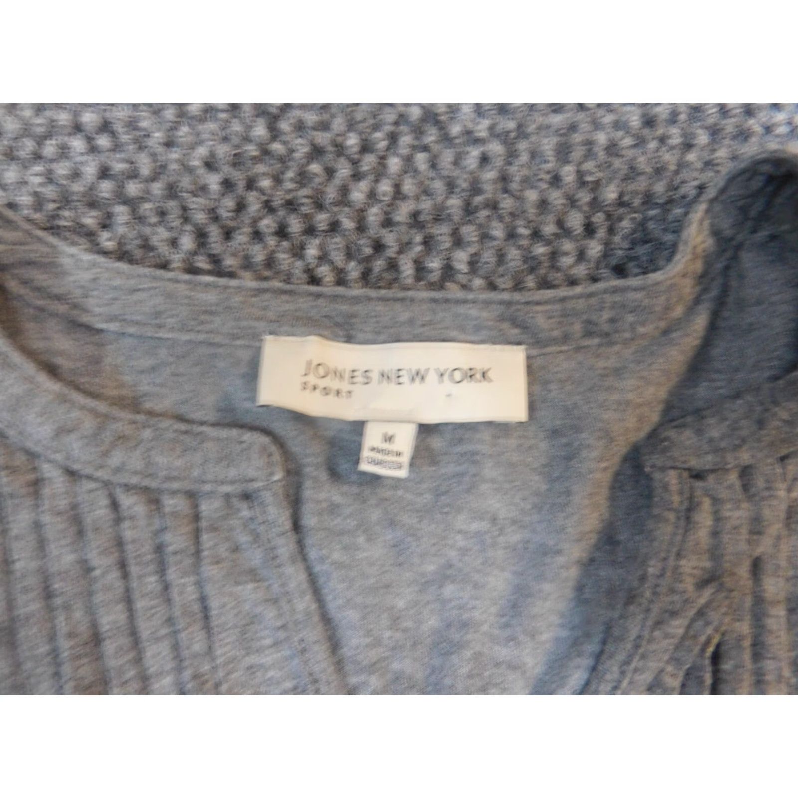 Jones New York Jones New York Blouse Medium Gray Womens pullover sport stretch cotton Shirt Knit Long Sleeve Round Neck Regular Base Breathable Vintage No Size M / US 6-8 / IT 42-44 - 4 Thumbnail