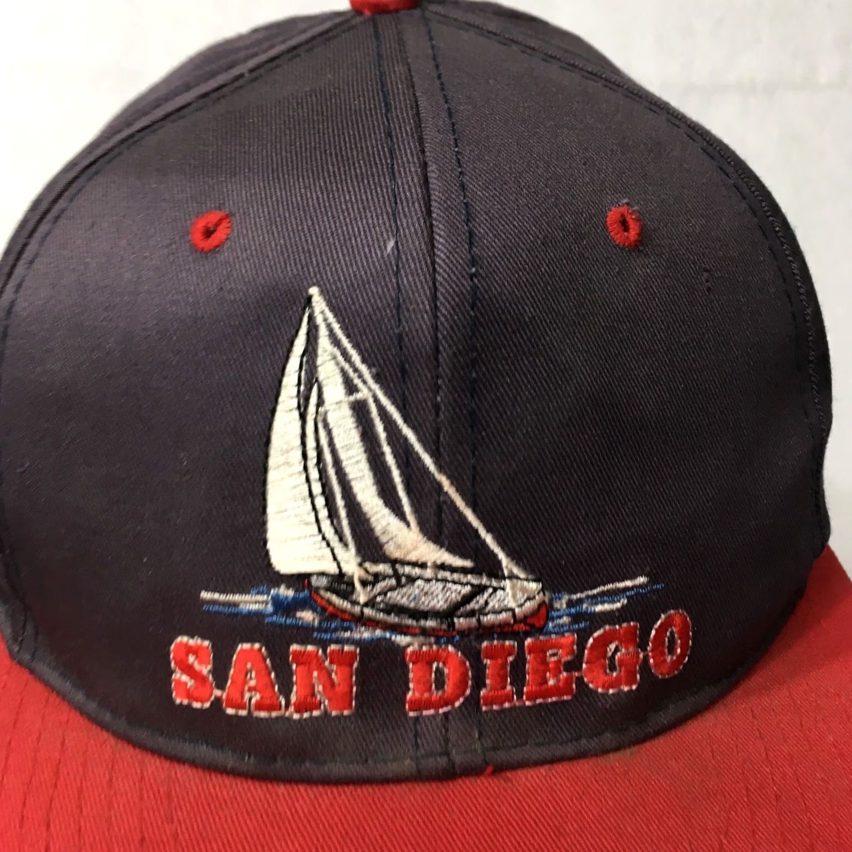 Vintage SAN DIEGO Sailboat Cap Hat Mens Adjustable Embroidered Sailing Black Size ONE SIZE - 5 Thumbnail
