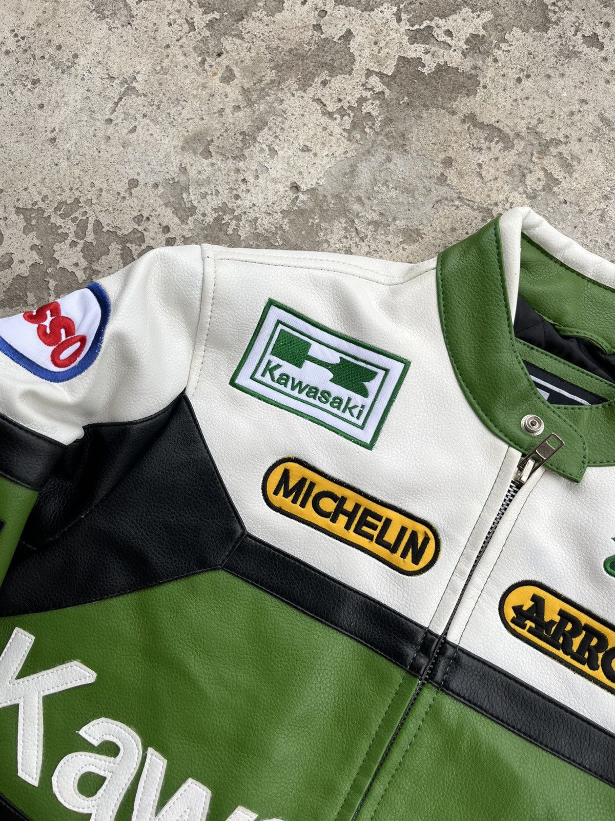 Japanese Brand Kawasaki Vintage Eco Leather PVC Motorcycle Racing Jacket Size US S / EU 44-46 / 1 - 5 Thumbnail