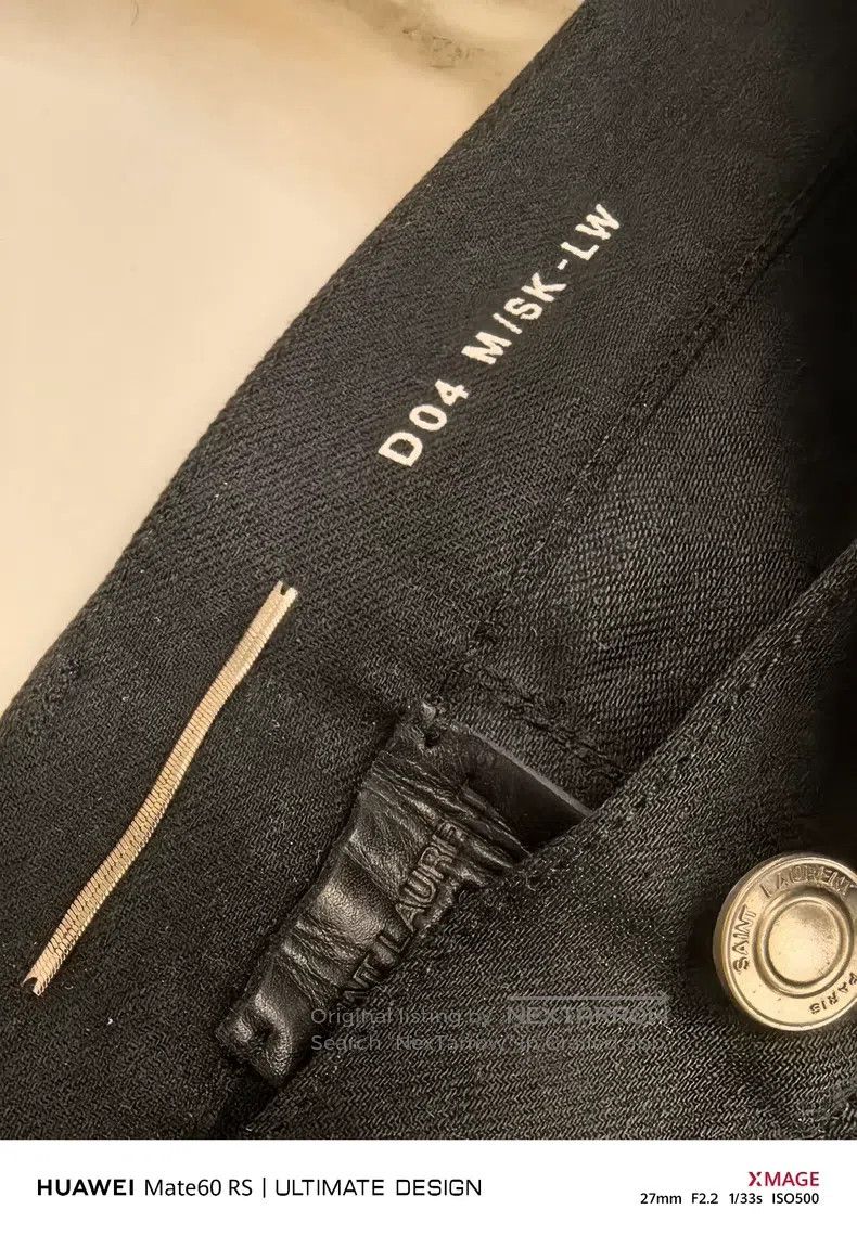 Saint Laurent Paris Saint Laurent Paris Black Leather and Fabric Moto Pants Size US 27 - 3 Thumbnail