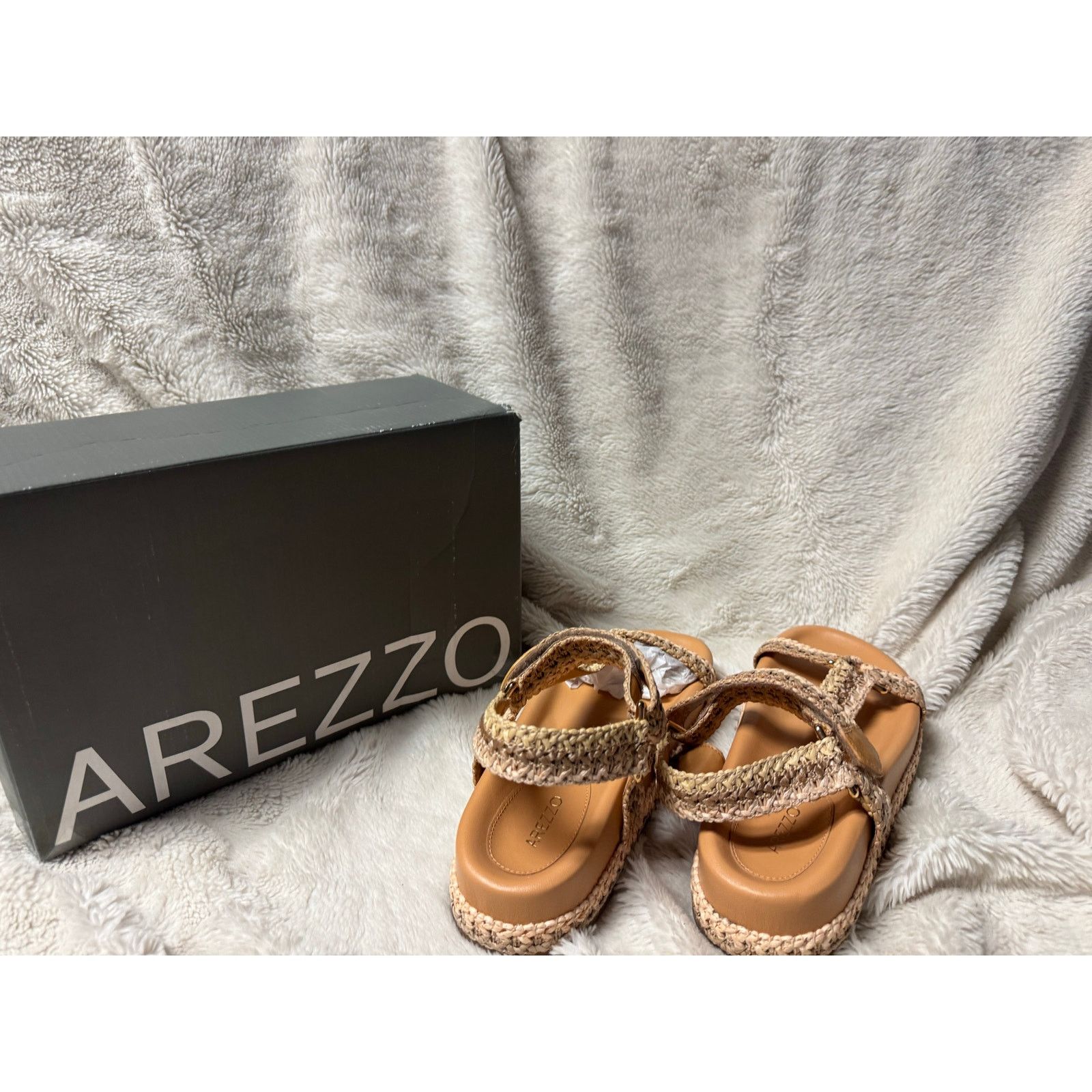 Other Arezzo Natural Woven Platform Sandals Tan Size 7.5 New Size US 7.5 / IT 37.5 - 2 Thumbnail