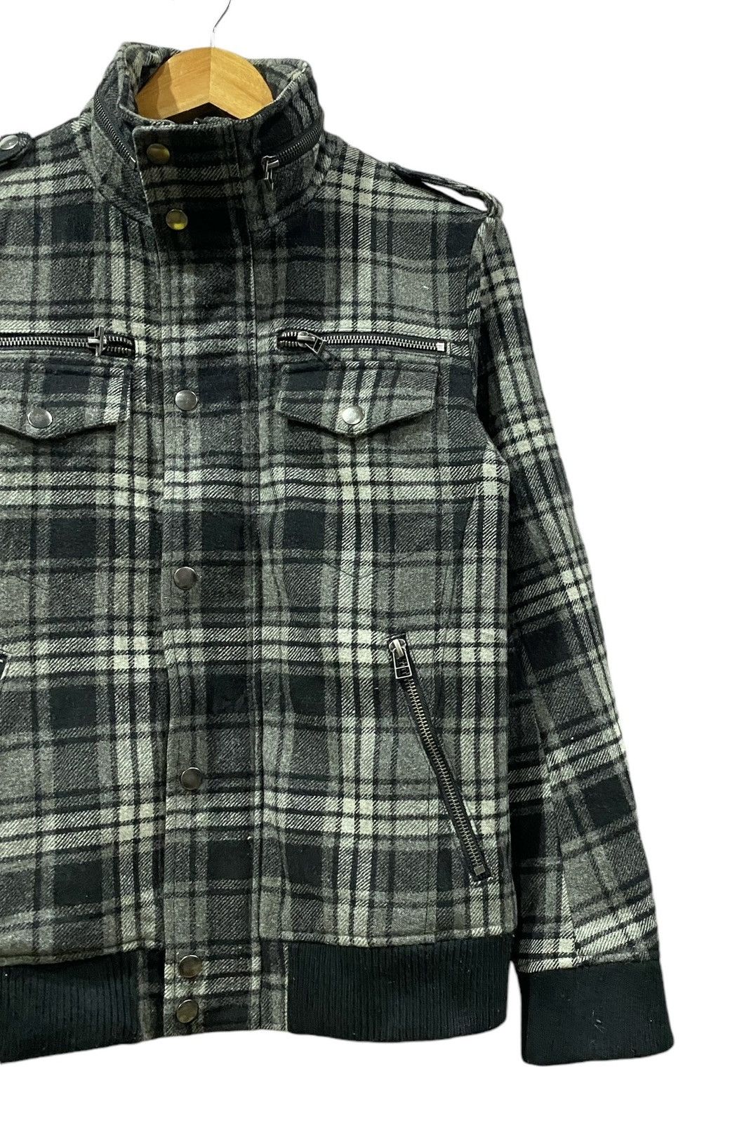 semanticdesign Rare SEMANTIC DESIGN Wool Checkered Zipper Jacket (M) Size US M / EU 48-50 / 2 - 2 Thumbnail