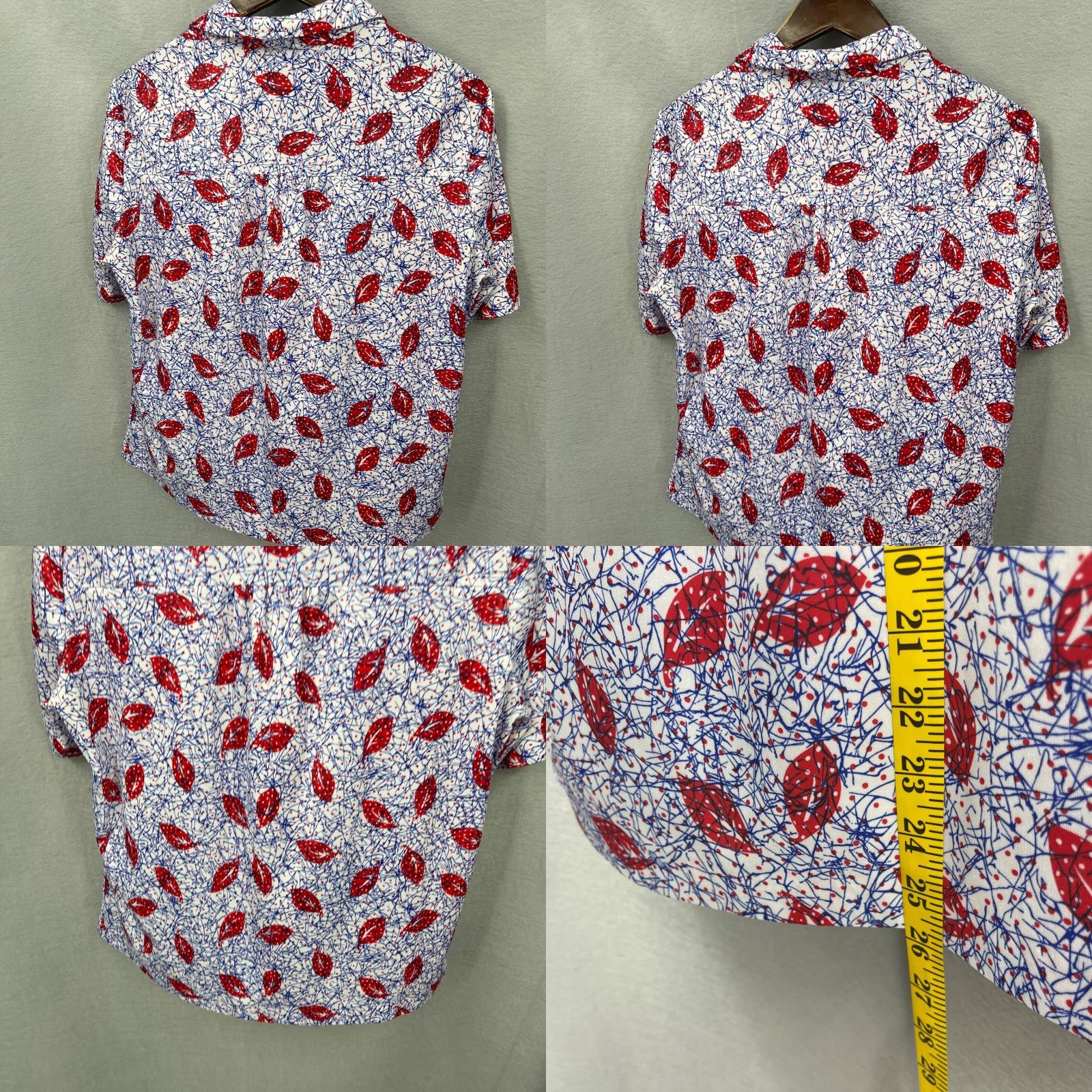 Gildan VTG Gilda of California Blouse Womens L Button Front Polyester Blue Floral Short Sleeve Collared Regular Basic 90s Theme Mens Women Size L / US 10 / IT 46 - 9 Thumbnail