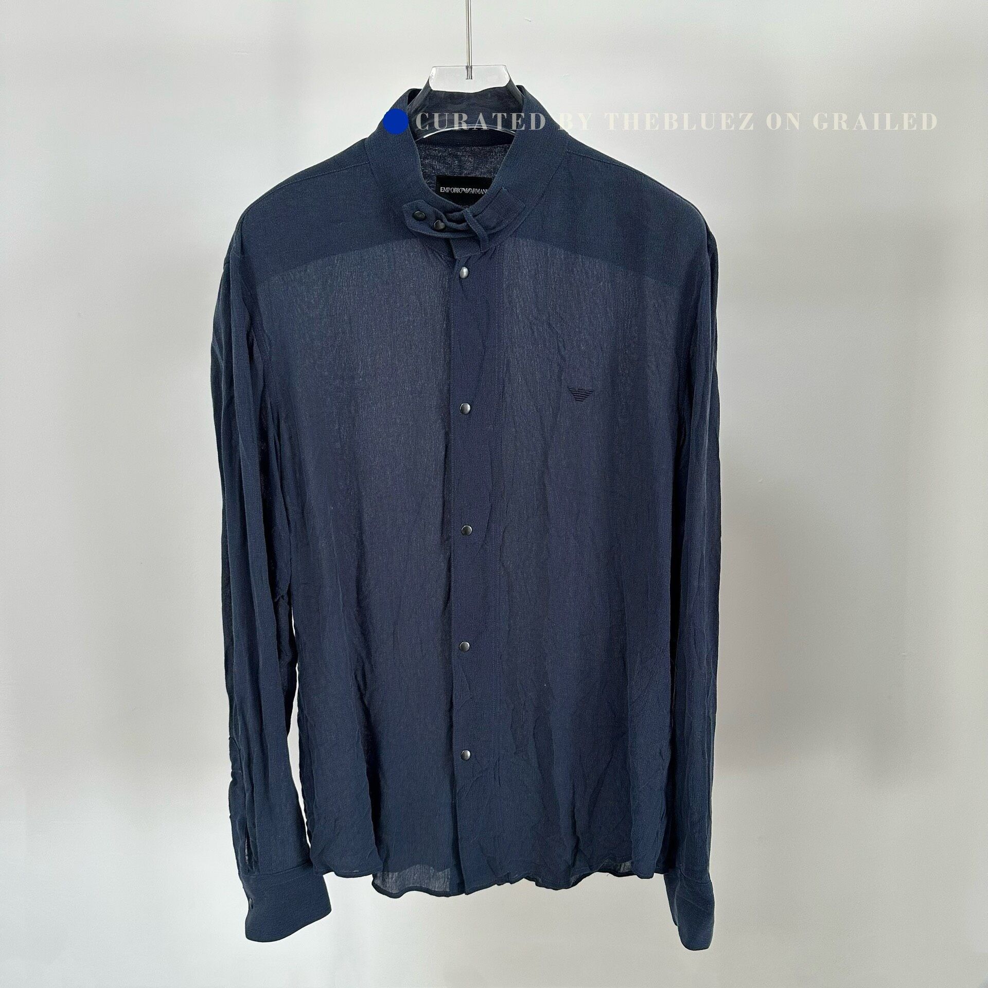 Emporio Armani Emporio Armani Dark Blue Embroidered Logo Shirt Size US M / EU 48-50 / 2 - 1 Thumbnail