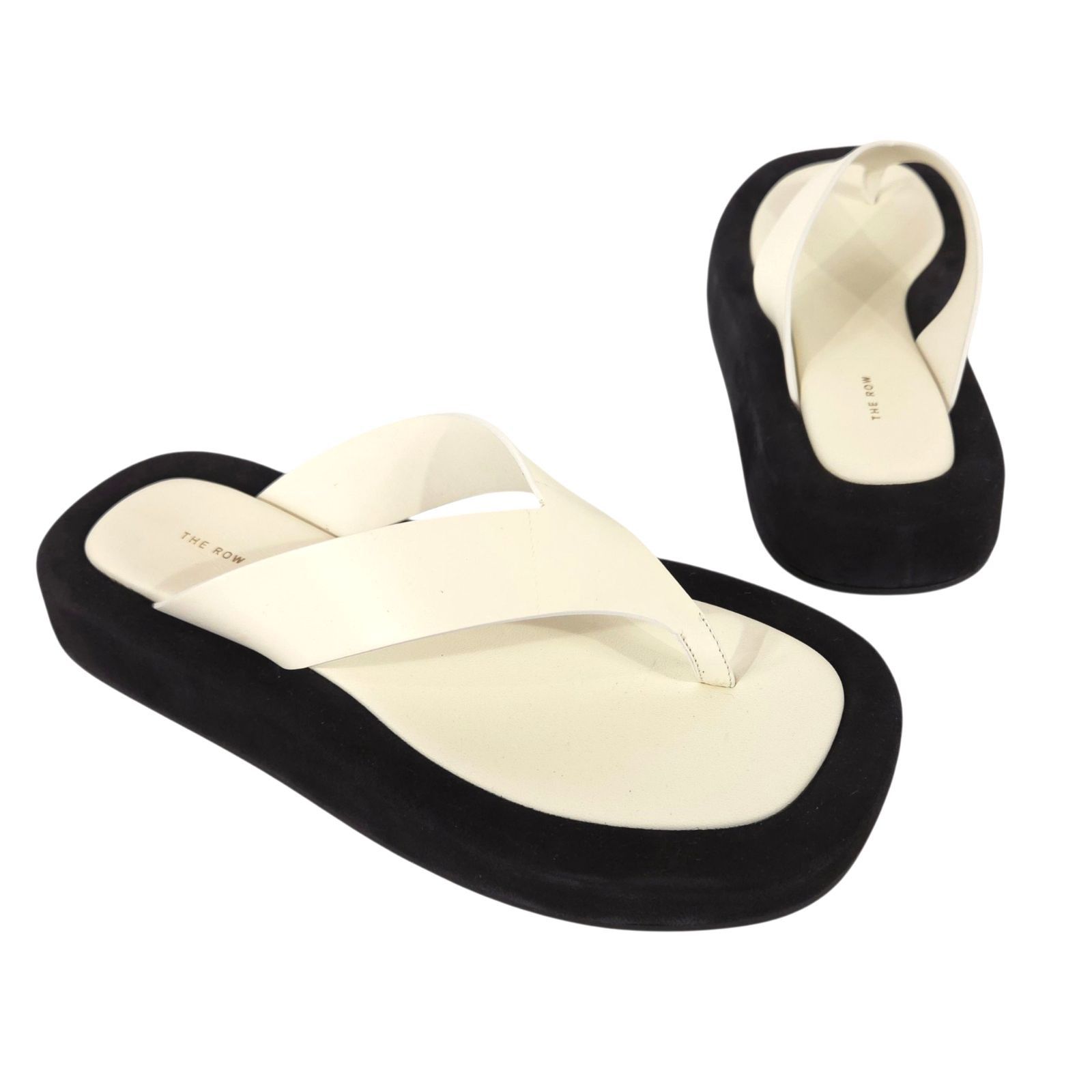 The Row The Row Ginza Slide Sandals US 7 IT 37 Womens Natural Black Size US 7 / IT 37 - 2 Thumbnail