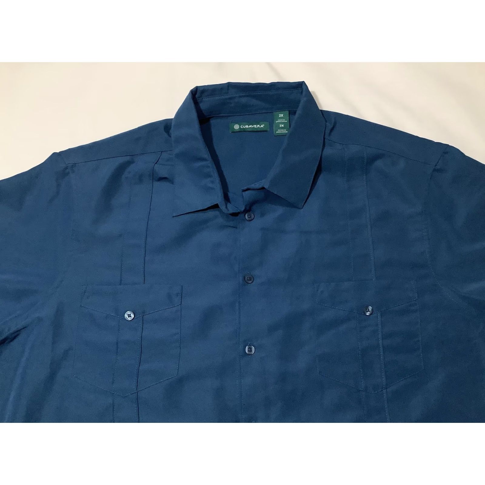 Cubavera Cubavera Shirt Mens 2XL Short Sleeve Blue Button Front Casual Polyester Vintage No Size US XXL / EU 58 / 5 - 2 Thumbnail