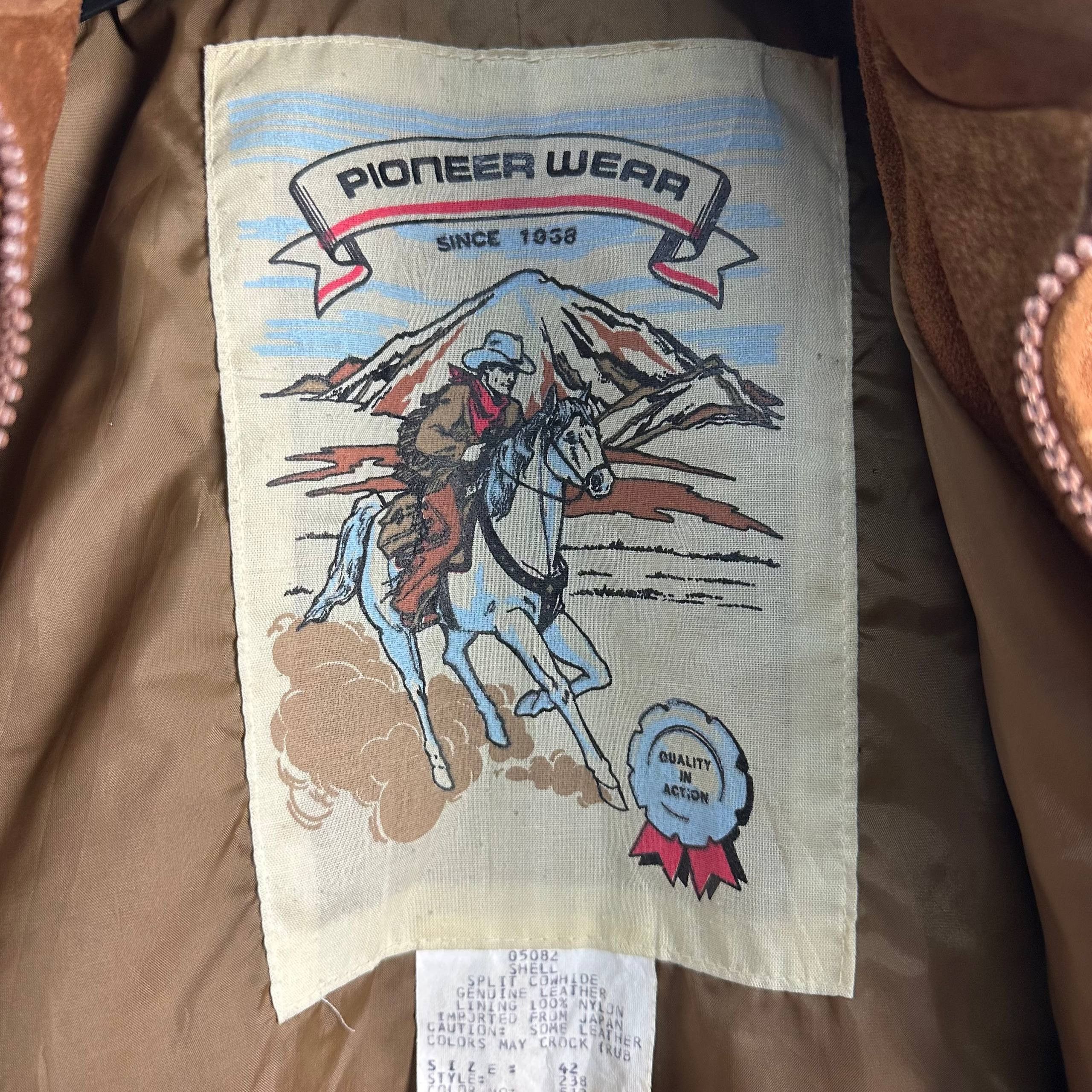 Vintage *RARE* Vintage Pioneer Wear Cowhide Leather Jacket Size US XL / EU 56 / 4 - 4 Thumbnail