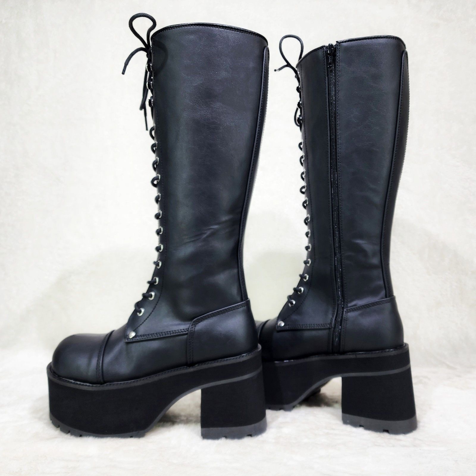 Ranger Goth Lumberjack Biker Mens Platform Knee Boots VEGAN