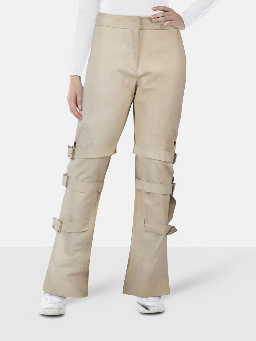 Acne Studios SS13 Ecru Leather Verena Trousers Size 26" / US 2 / IT 38 - 1 Thumbnail