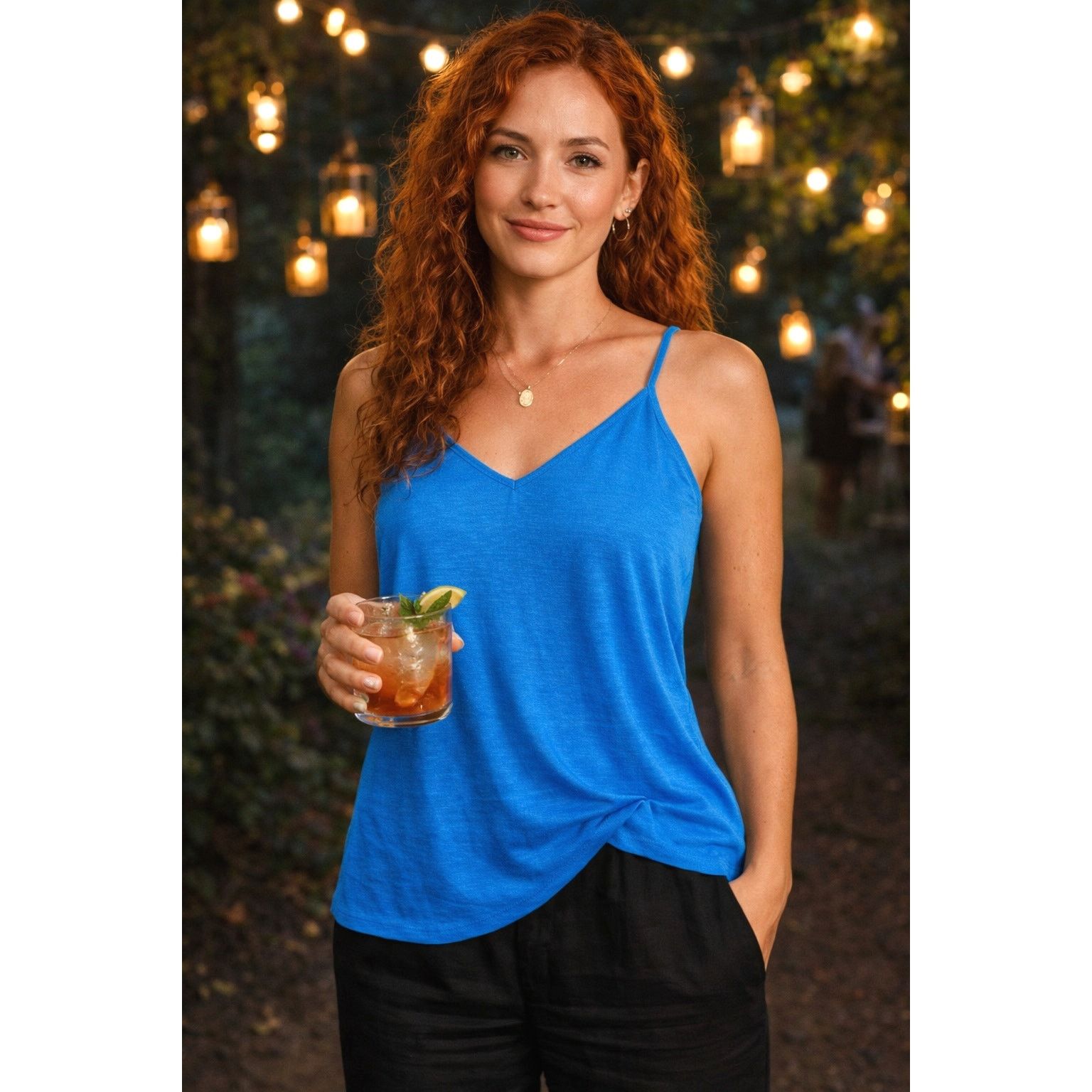Other Socapri Tank Top 100% Flax Mediterranean Blue Made Italy L Size L / US 10 / IT 46 - 2 Thumbnail