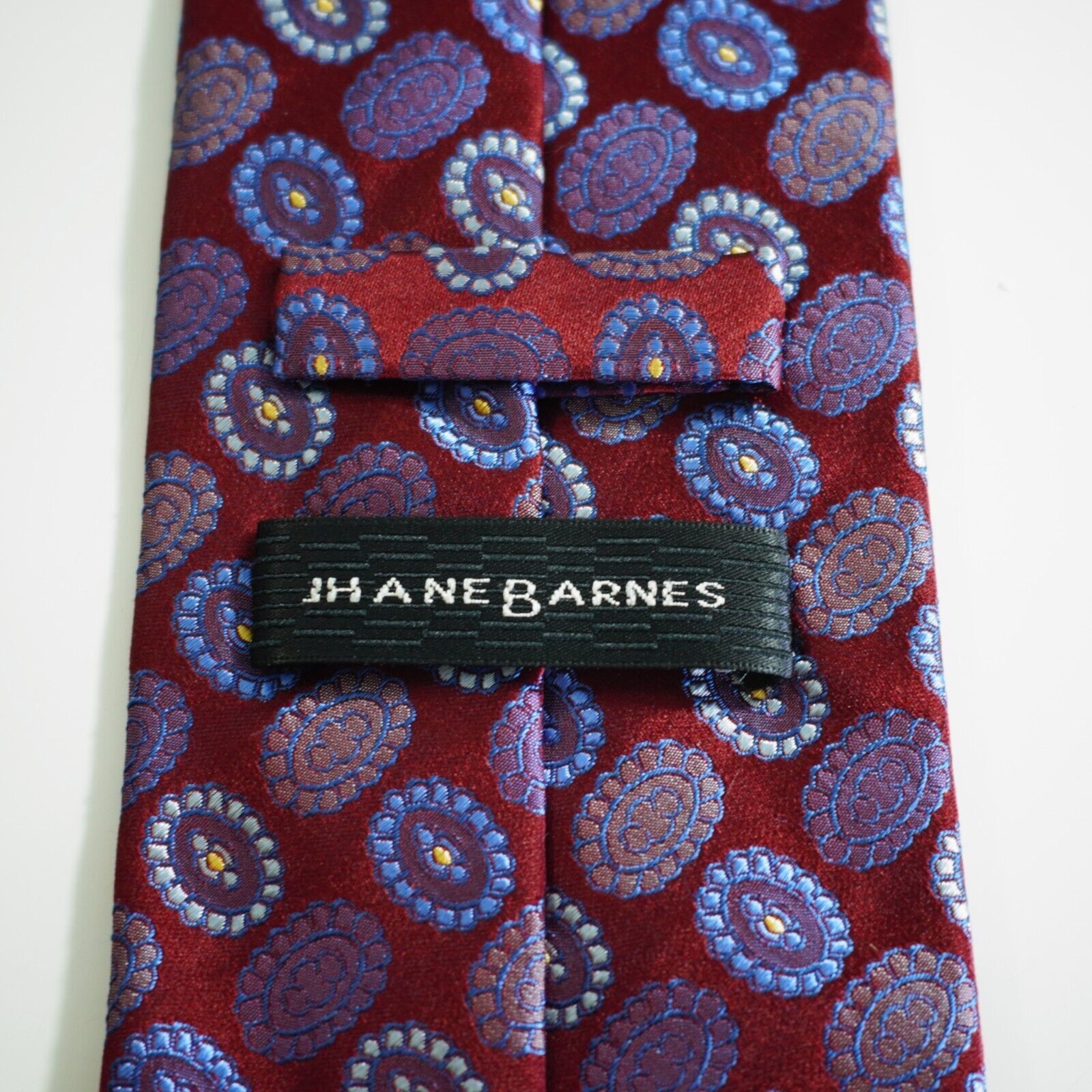 Jhane Barnes Jhane Barnes Red Blue Geometric Woven Silk Tie Size ONE SIZE - 3 Thumbnail