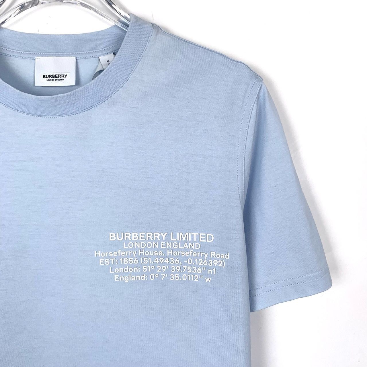 Burberry [Burberry] Lettering Print Round-Neck Blue Cotton Short-Slee Size S / US 4 / IT 40 - 7 Thumbnail